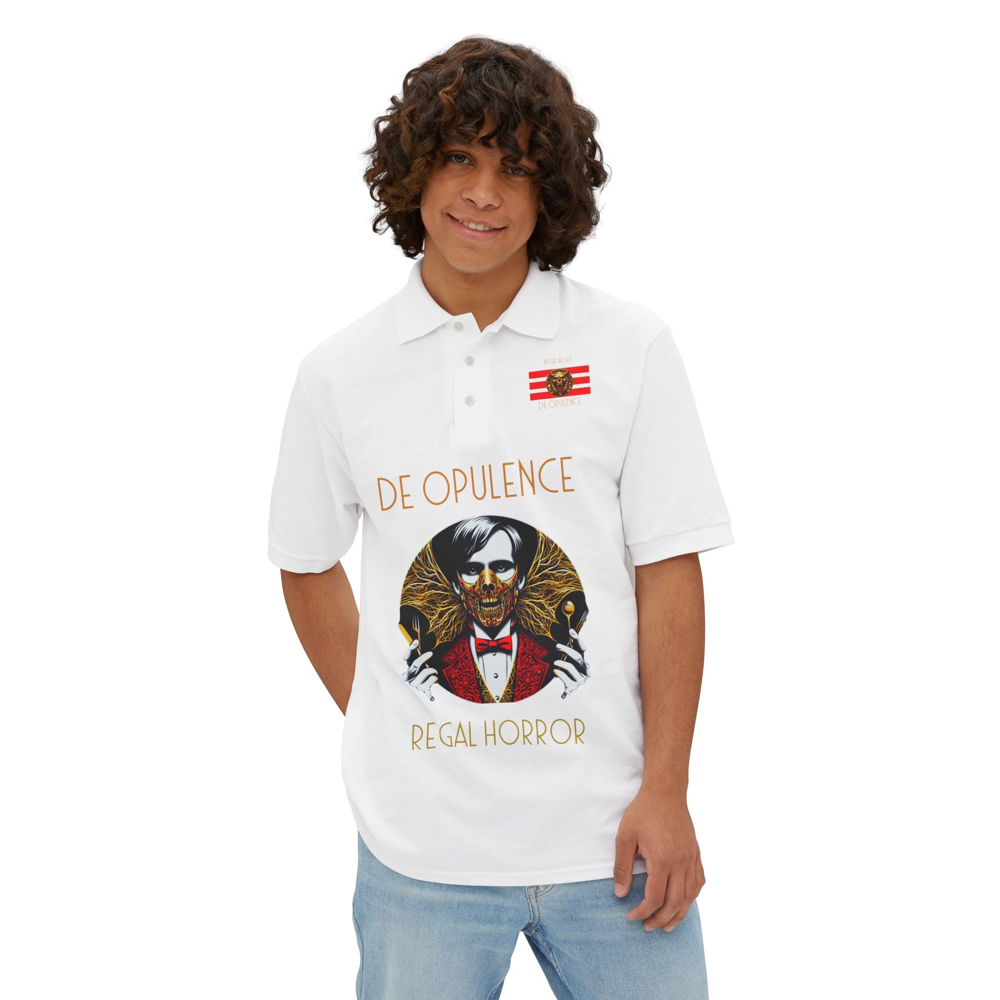 Men's Piqué Polo De Opulence by Noir Wolf the style of grace