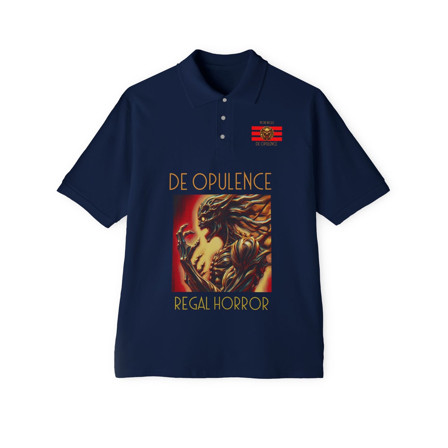 Men's Piqué Polo De Opulence by Noir Wolf the style of grace J. Navy