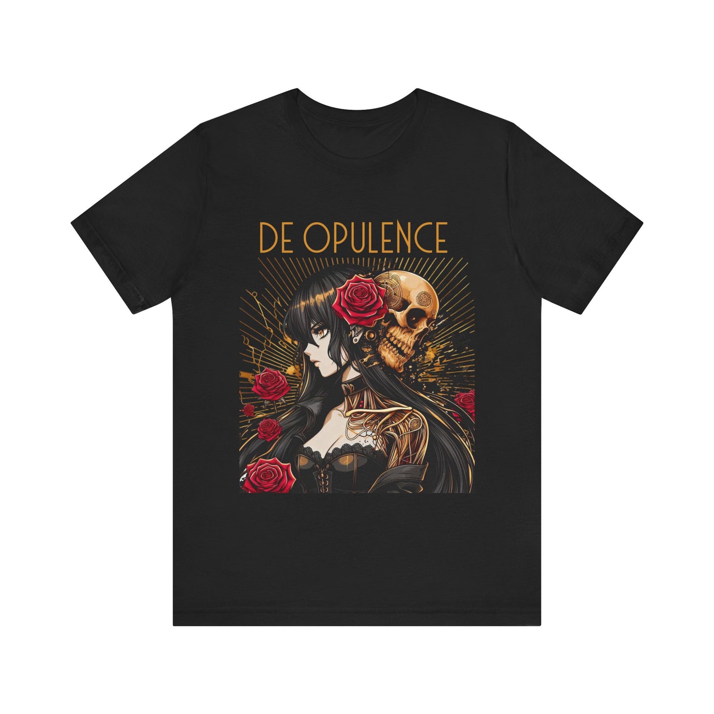 Unisex Jersey Short Sleeve Tee De Opulence by Noir Wolf Black