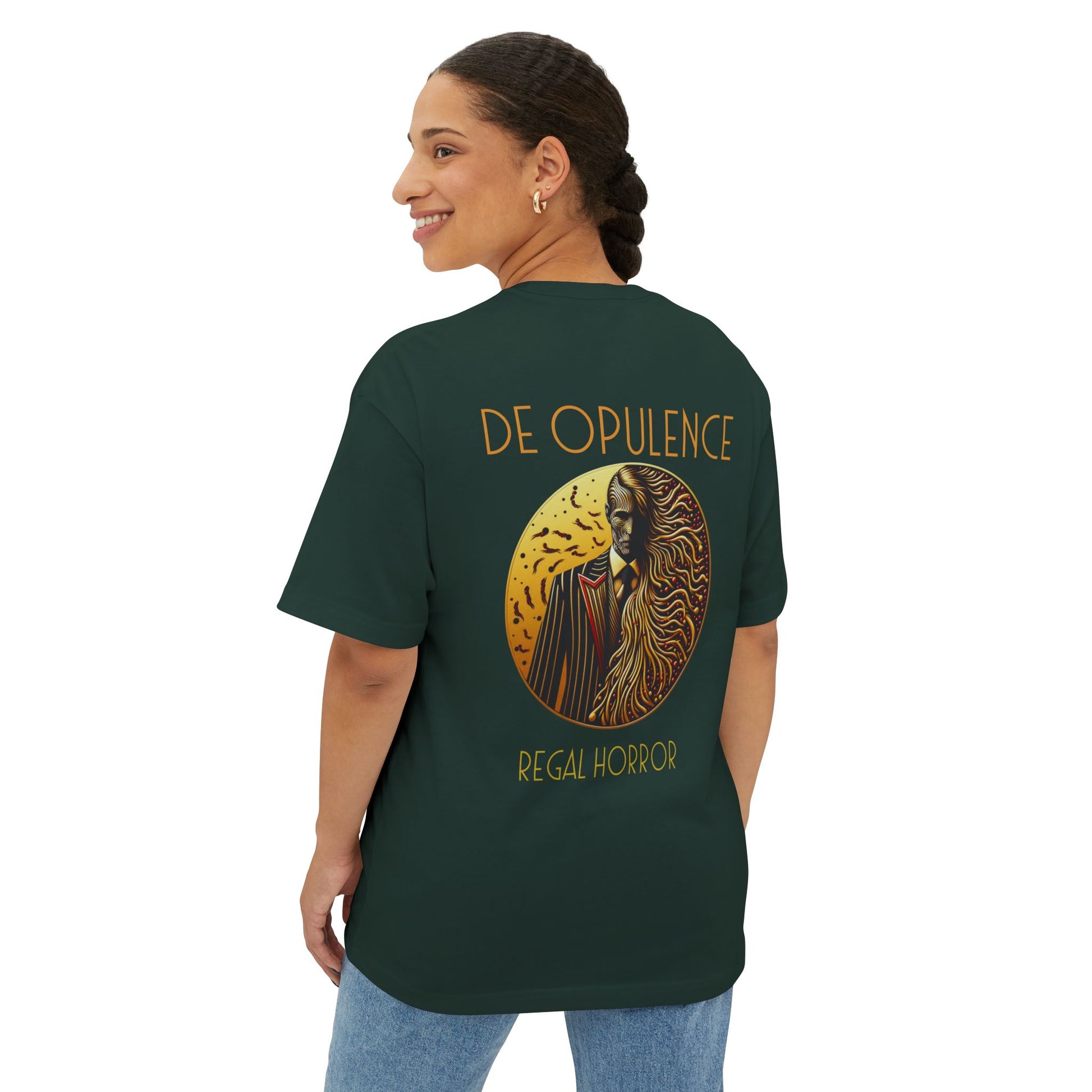 Unisex Oversized Boxy Tee De Opulence by Noir Wolf the style of grace