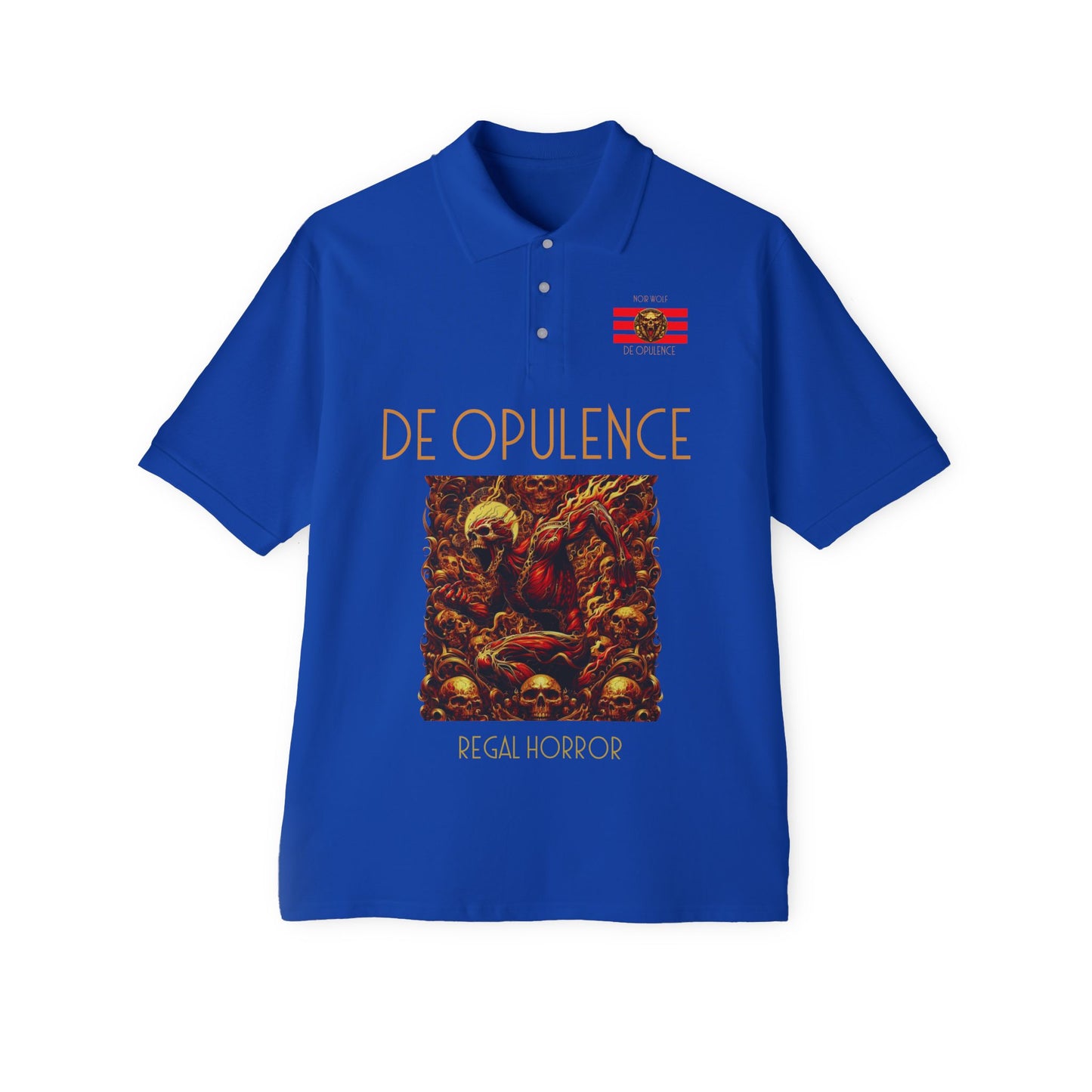 Men's Piqué Polo De Opulence by Noir Wolf the style of grace Royal