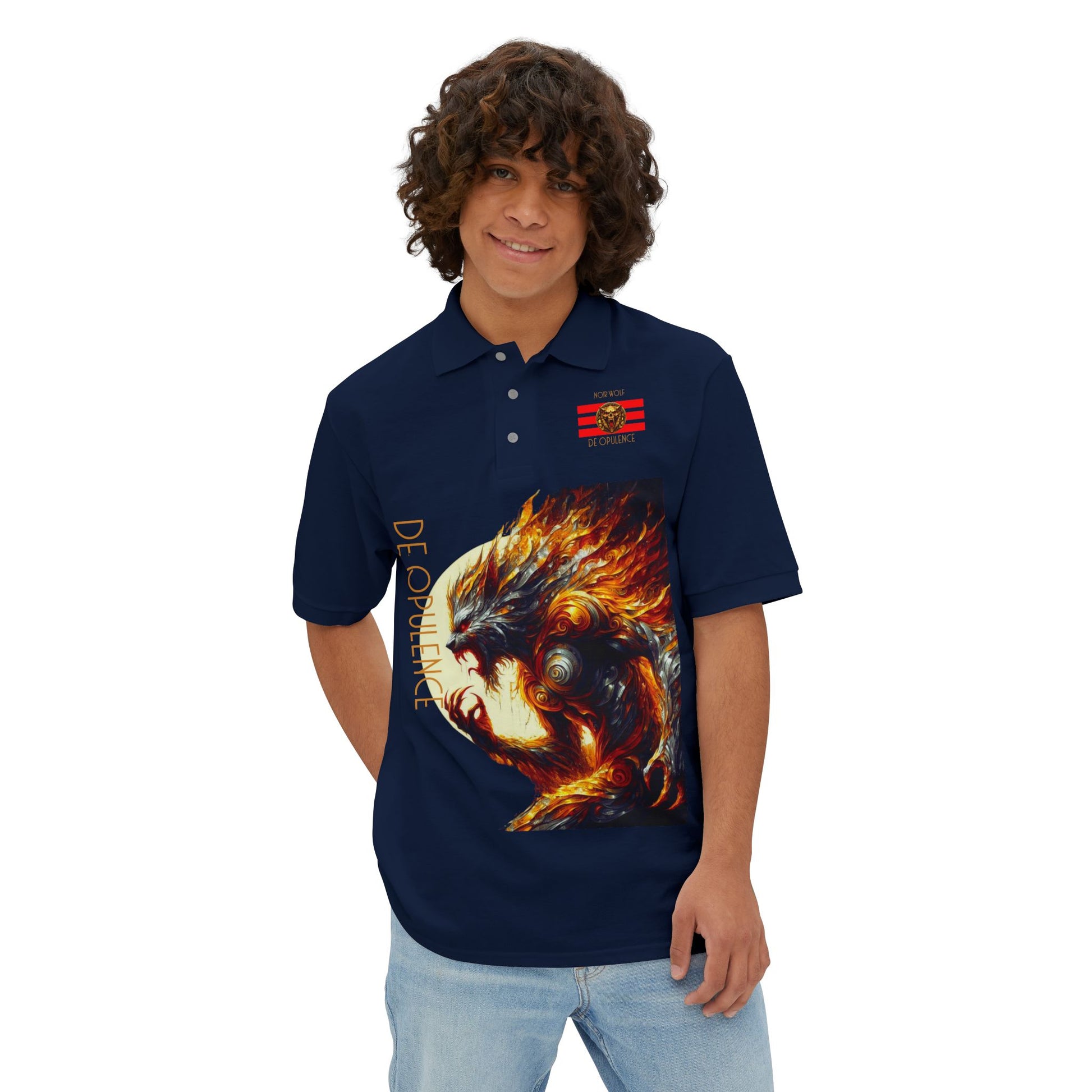 Men's Piqué Polo De Opulence by Noir Wolf the style of grace