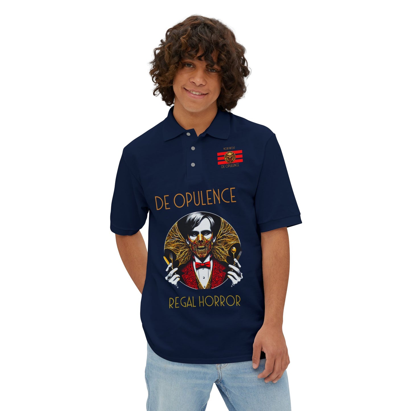 Men's Piqué Polo De Opulence by Noir Wolf the style of grace