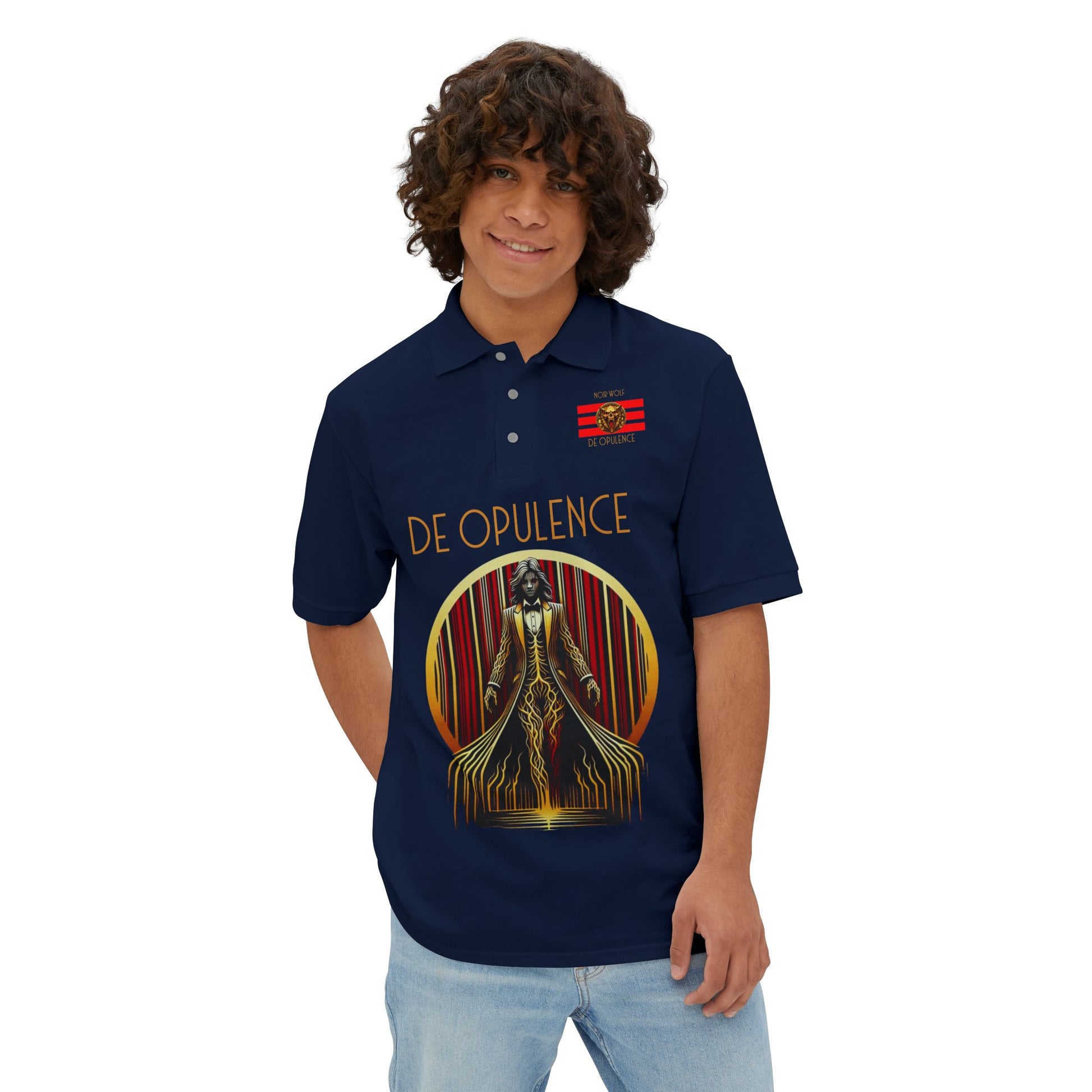 Men's Piqué Polo De Opulence by Noir Wolf the style of grace