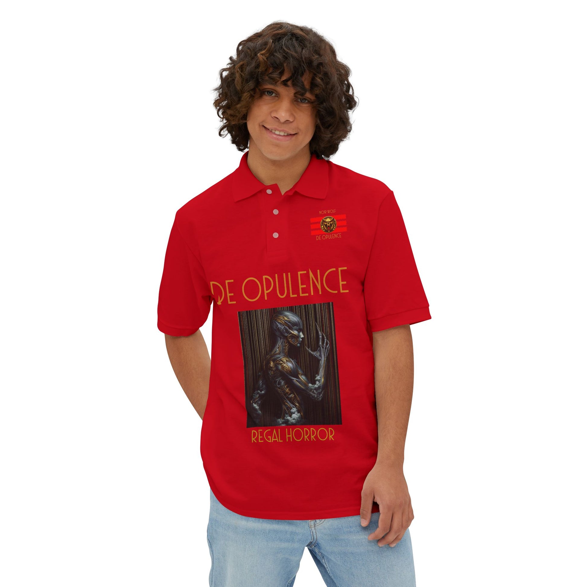 Men's Piqué Polo De Opulence by Noir Wolf the style of grace