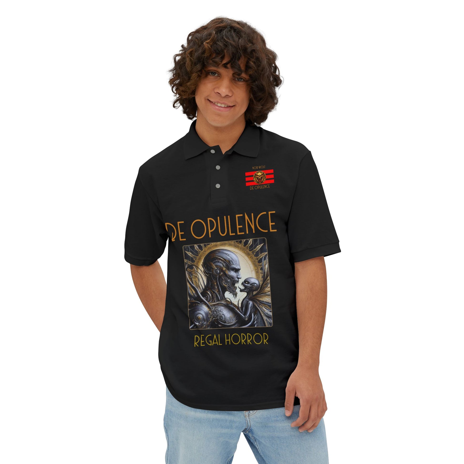 Men's Piqué Polo De Opulence by Noir Wolf the style of grace