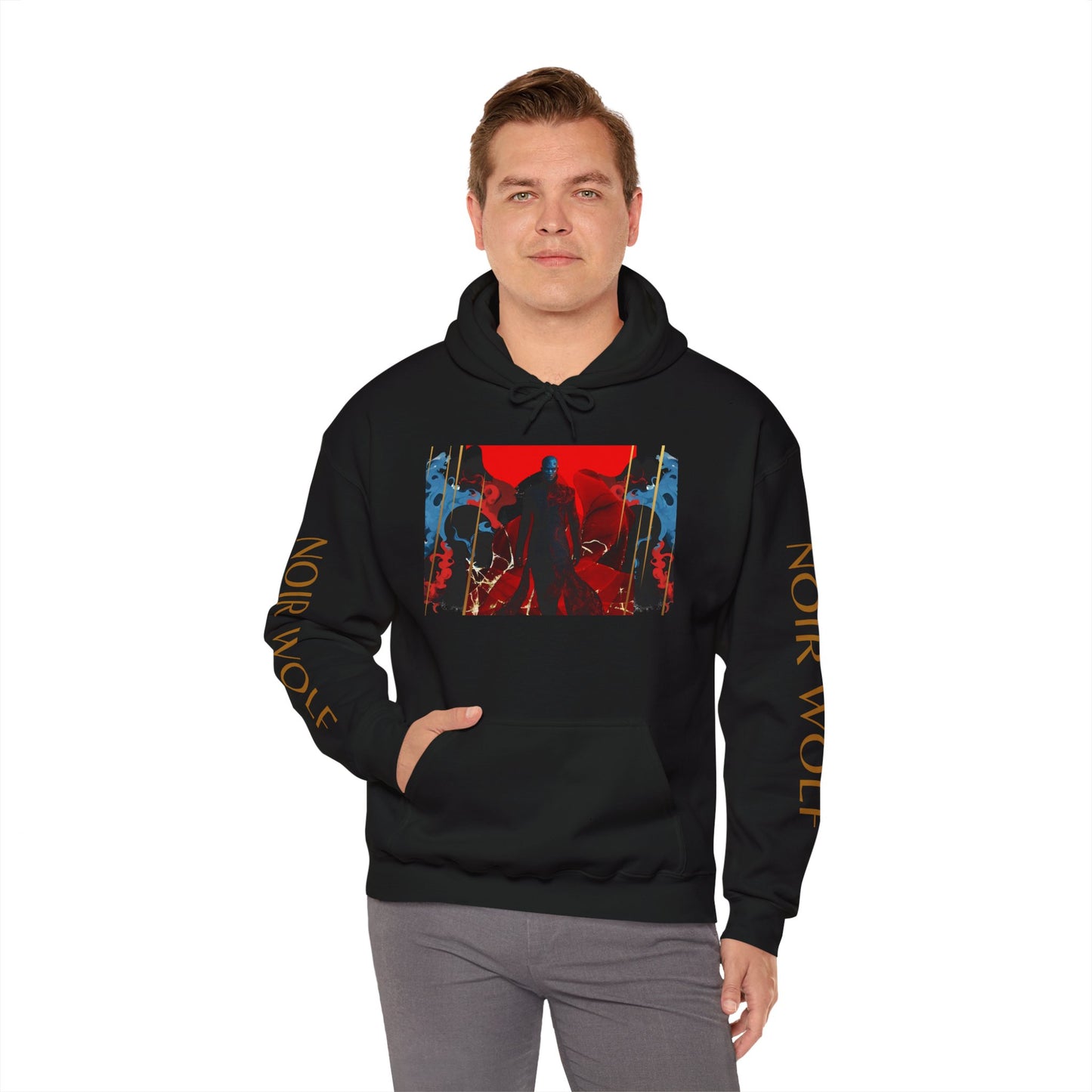 Noir Wolf Unisex Heavy Blend™ Hooded Sweatshirt - Stylish Graphic Hoodie for Art Lovers