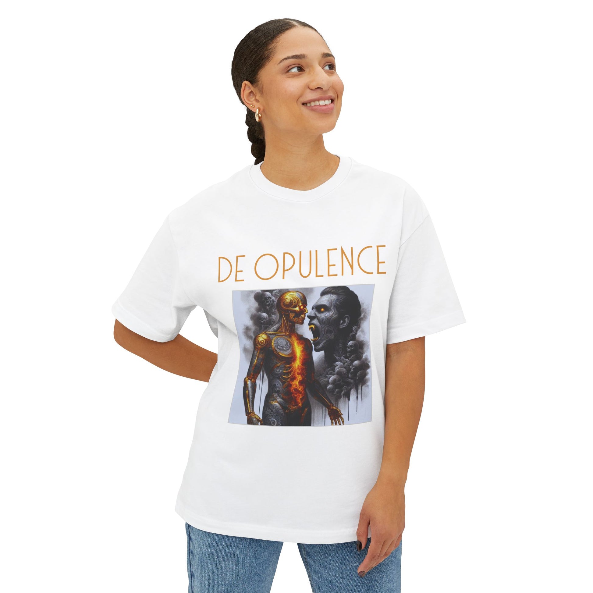 Unisex Oversized Boxy Tee De Opulence by Noir Wolf the style of grace