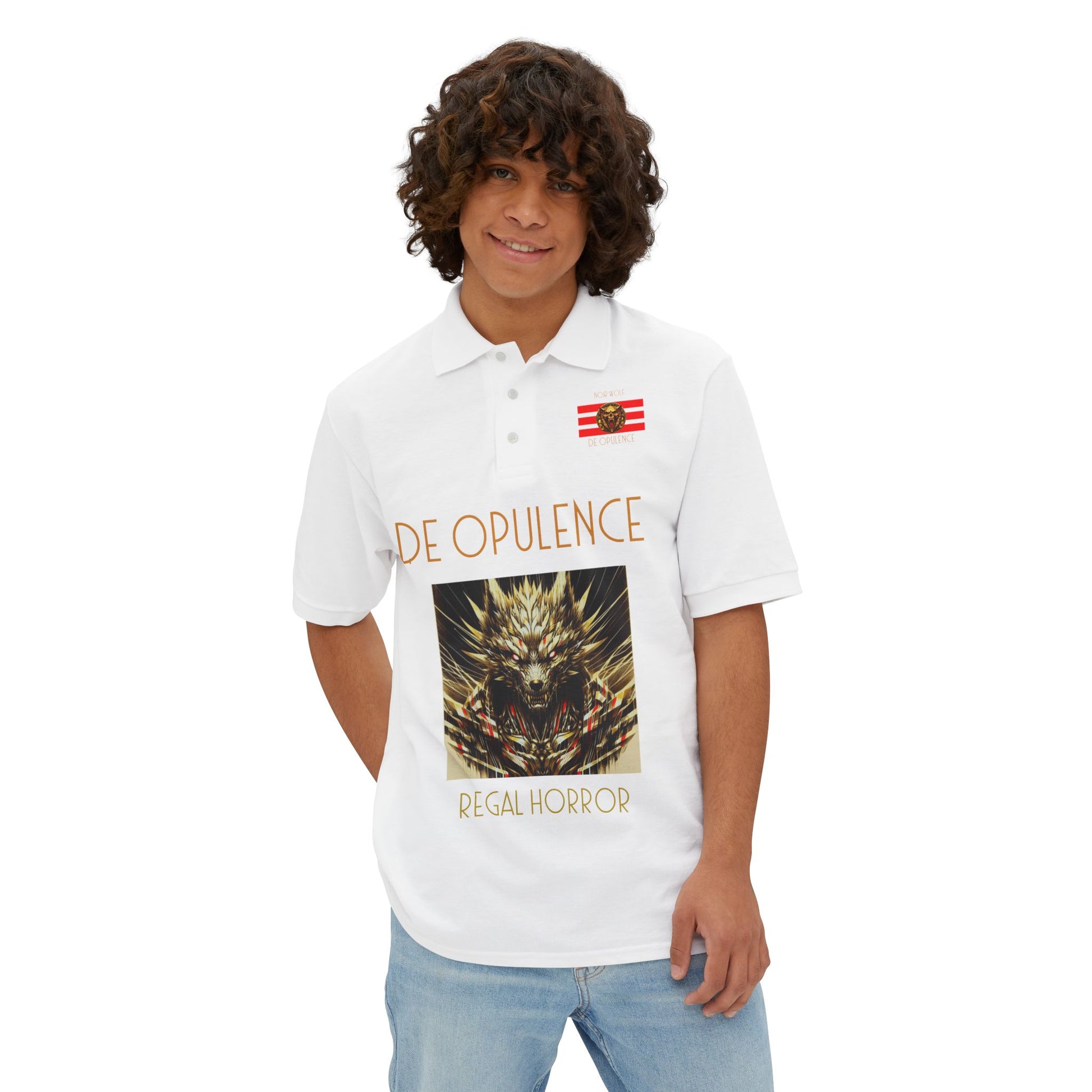Men's Piqué Polo De Opulence by Noir Wolf the style of grace