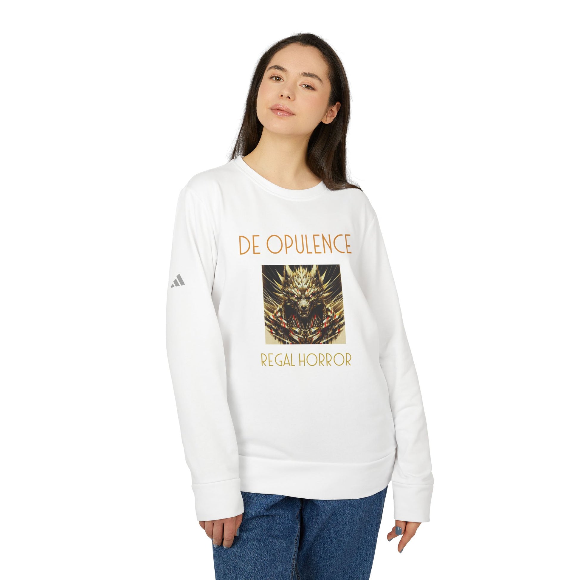 adidas Unisex Fleece Crewneck Sweatshirt De Opulence by Noir Wolf the style of grace