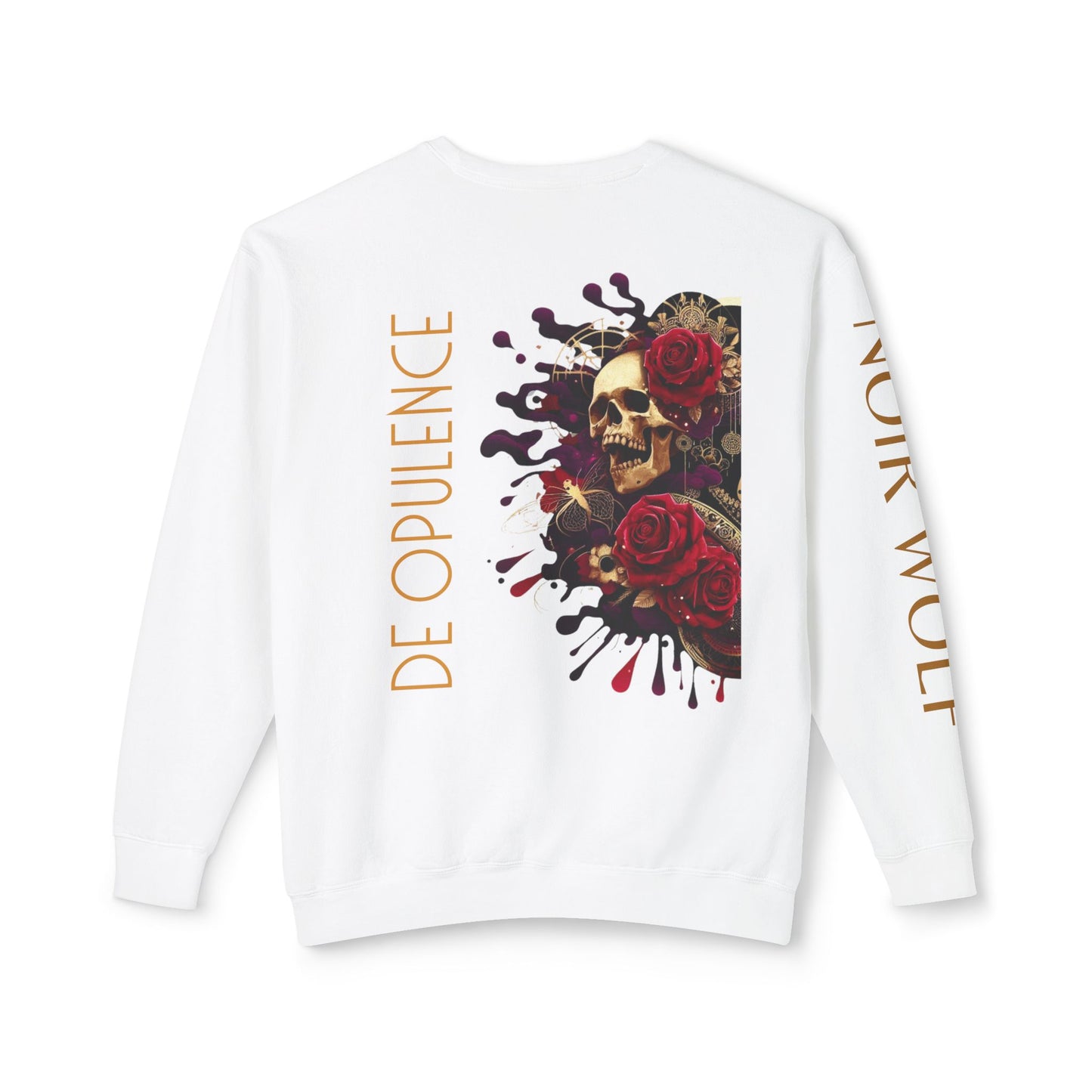 Unisex Lightweight Crewneck Sweatshirt with Skull and Roses Design - Edgy Streetwear Alternative Fashion