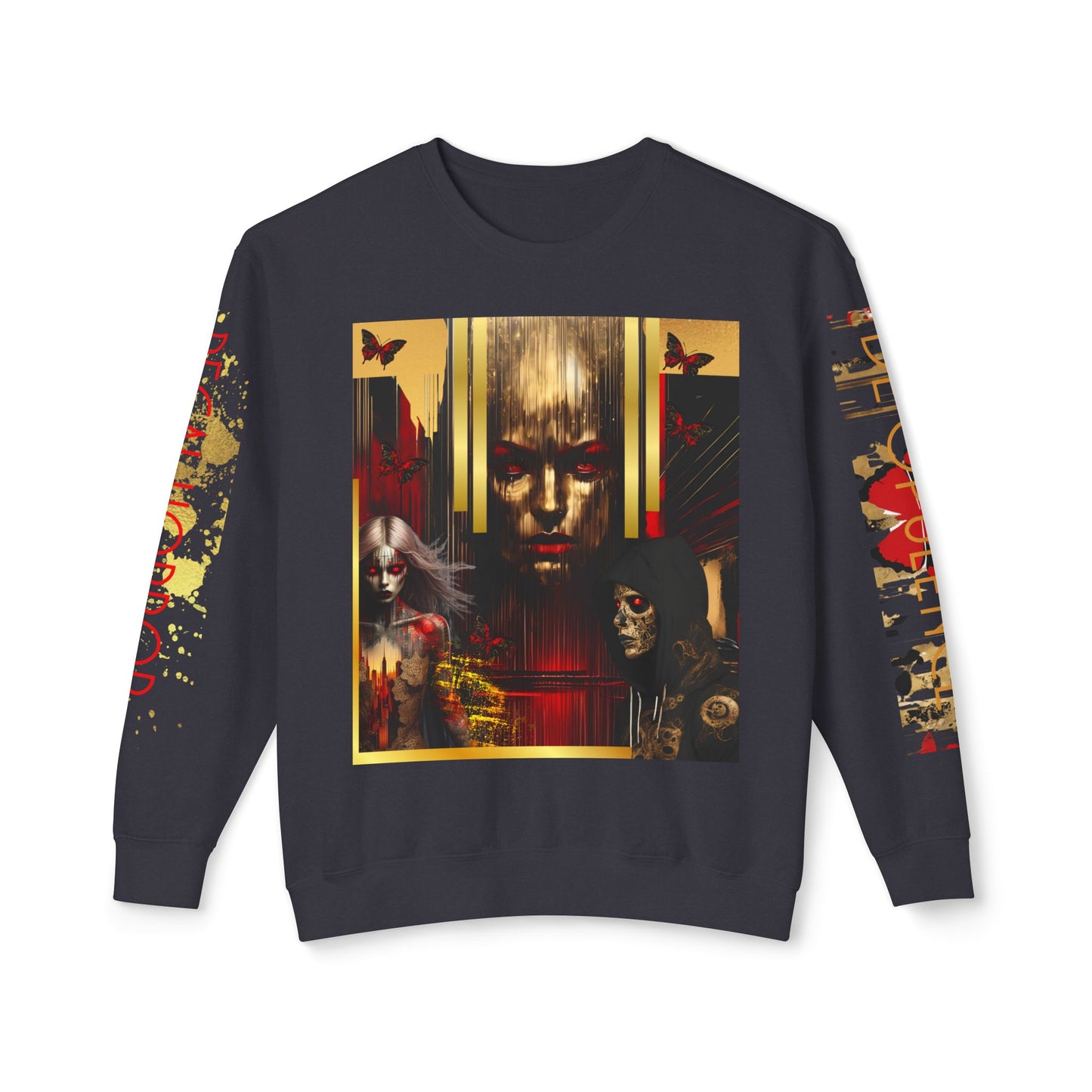 Unisex Lightweight Crewneck Sweatshirt De Opulence by Noir Wolf