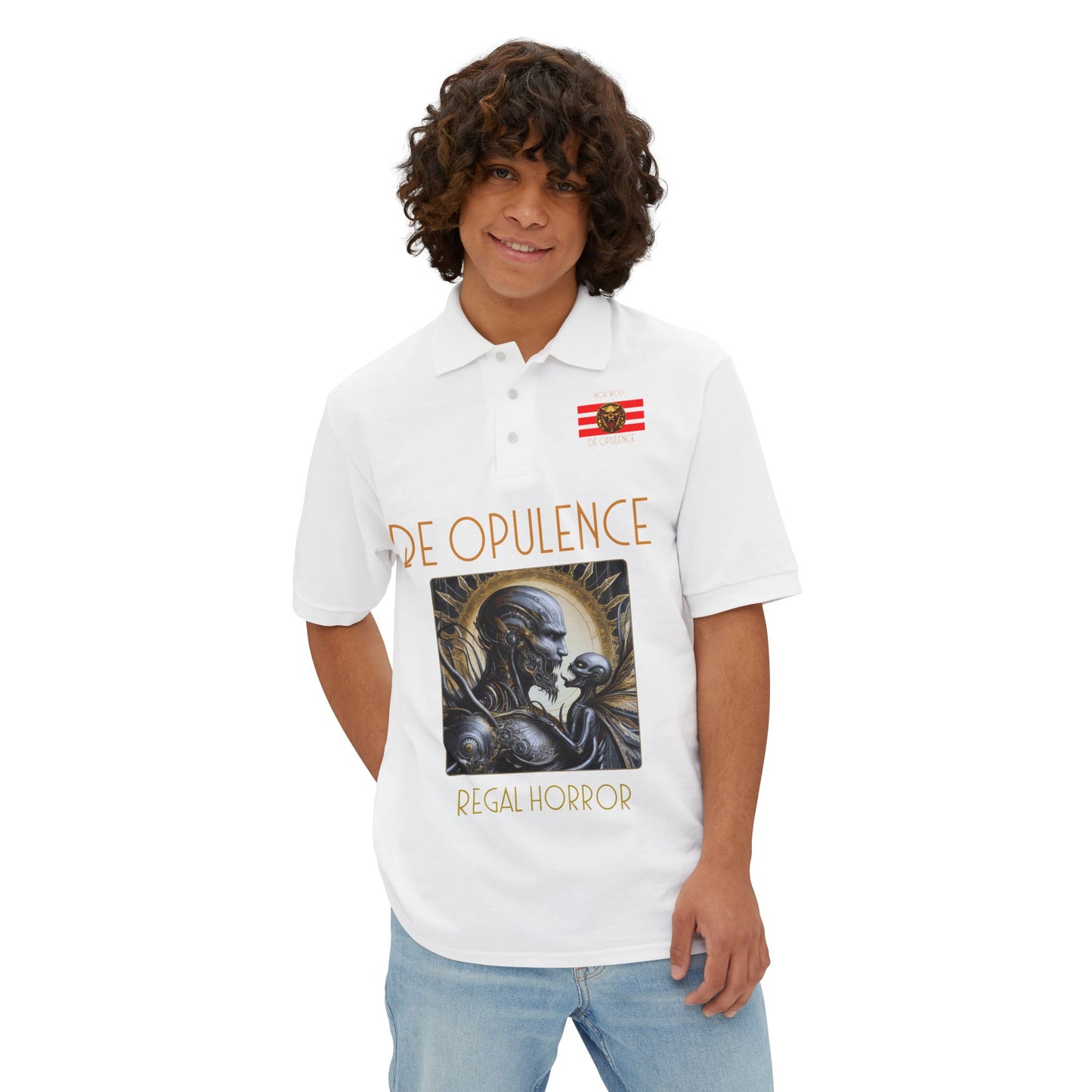 Men's Piqué Polo De Opulence by Noir Wolf the style of grace