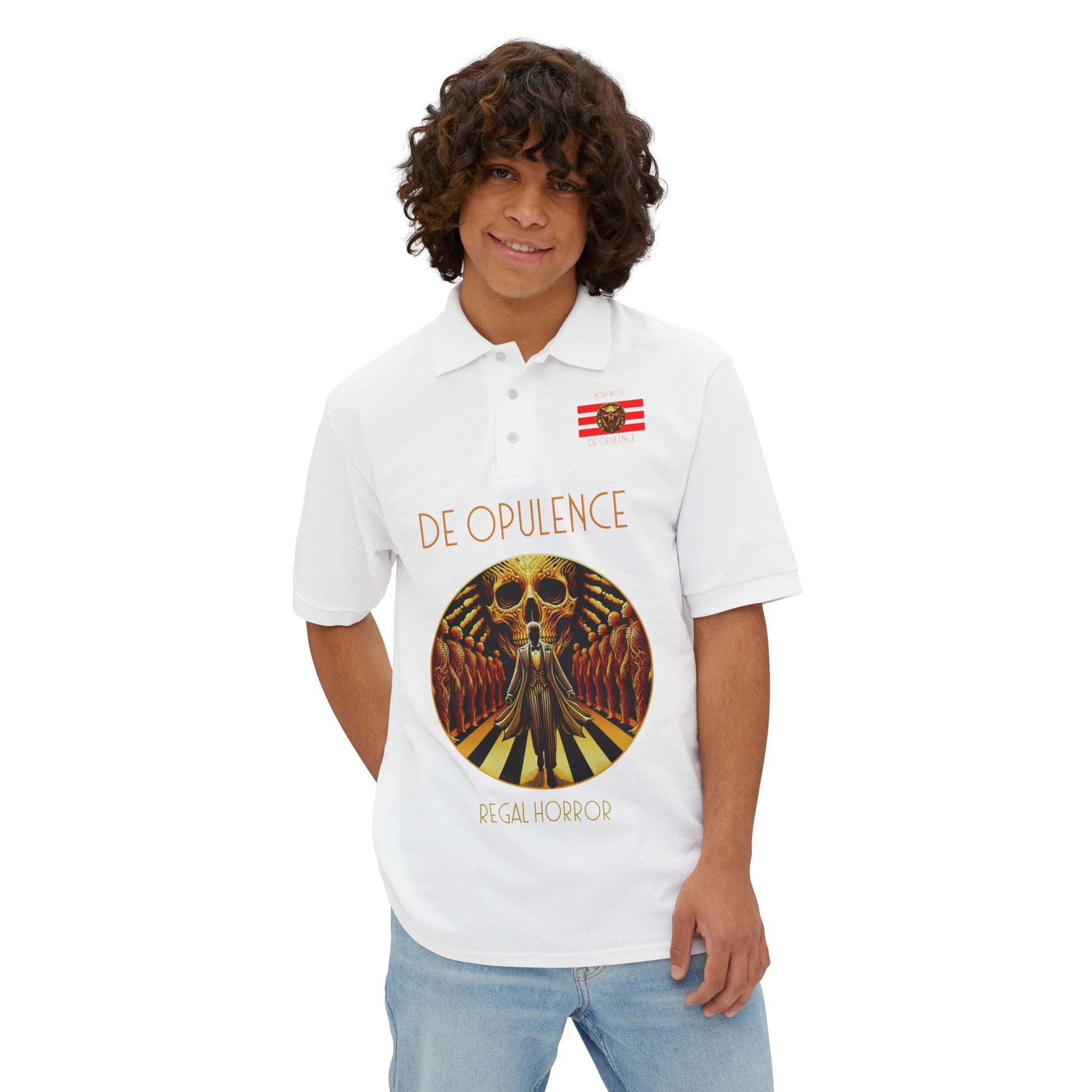 Men's Piqué Polo De Opulence by Noir Wolf the style of grace