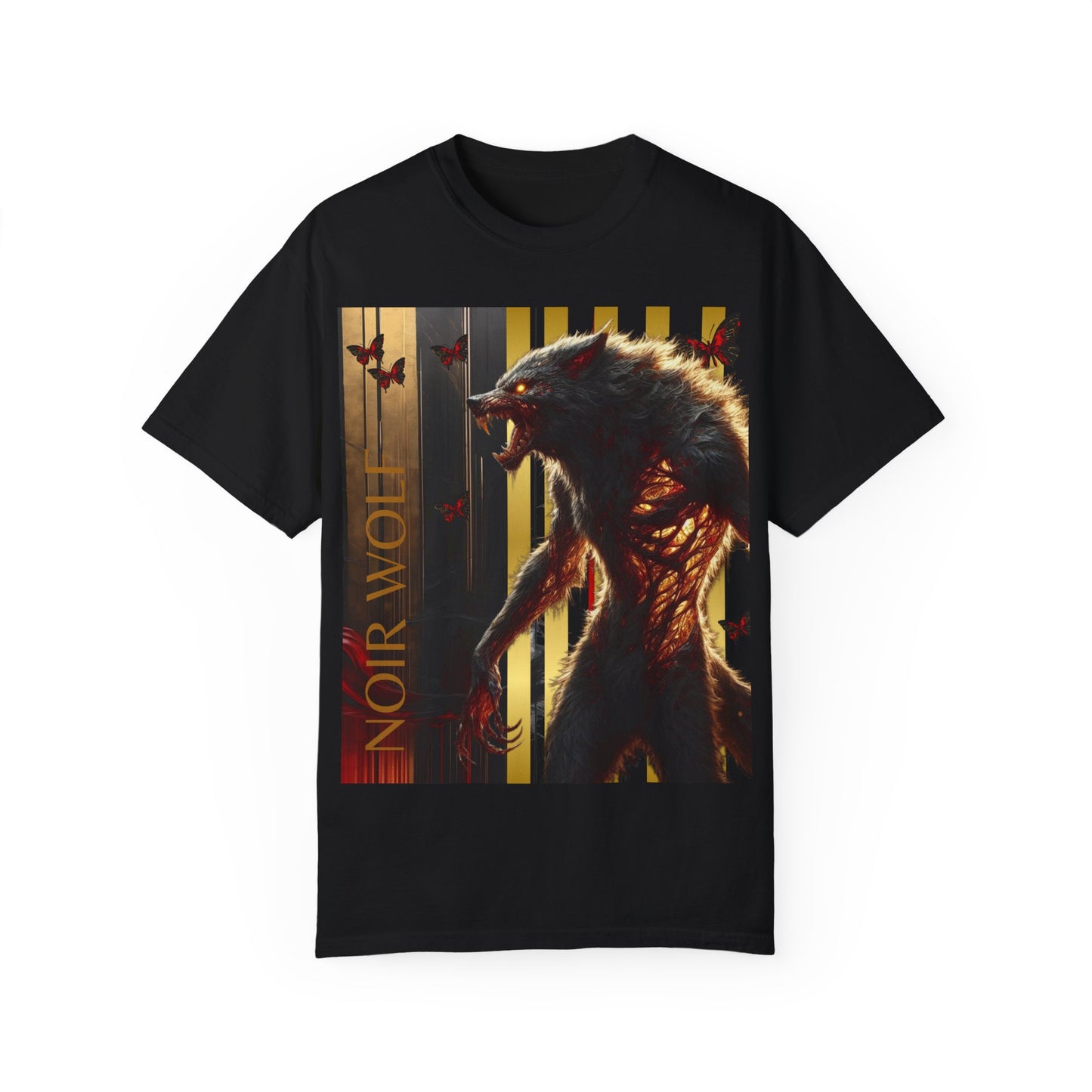 Unisex Garment-Dyed T-shirt NOIR WOLF De Opulence