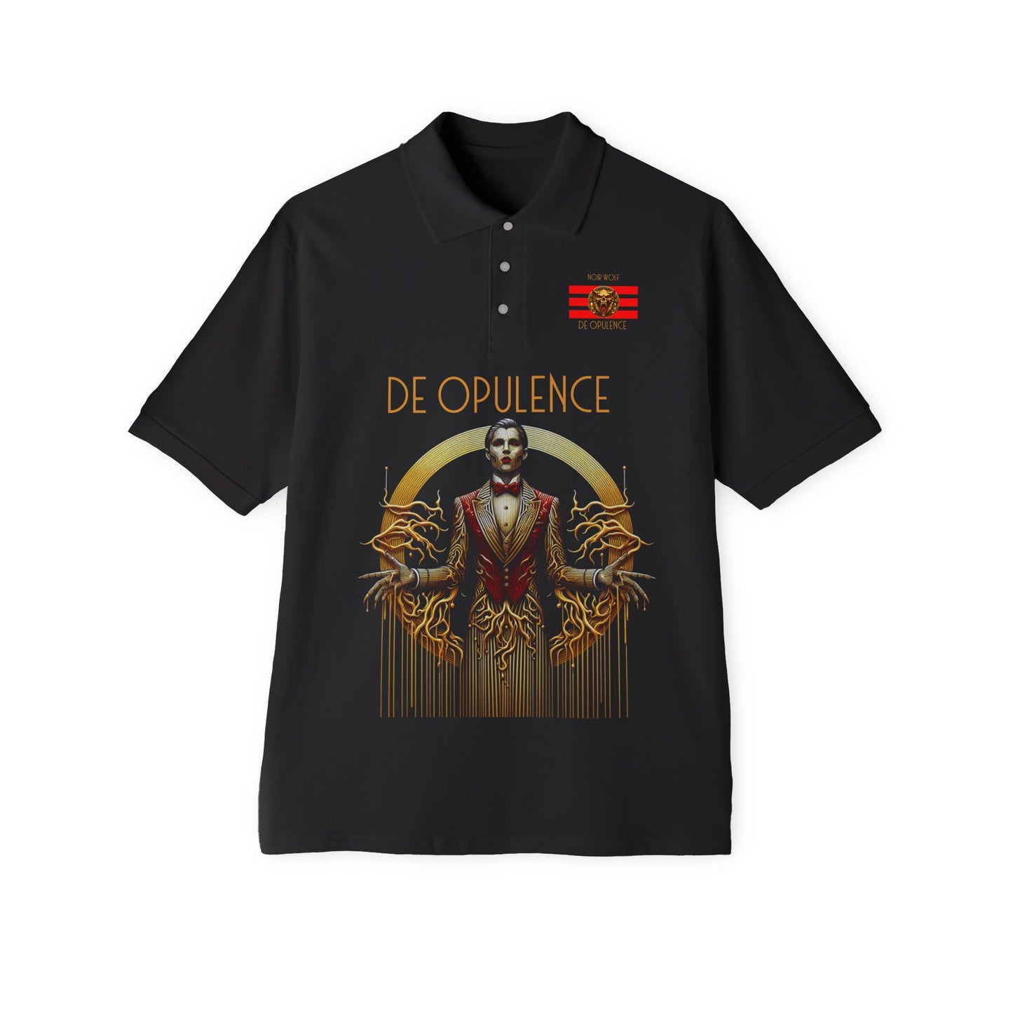 Men's Piqué Polo De Opulence by Noir Wolf the style of grace Black