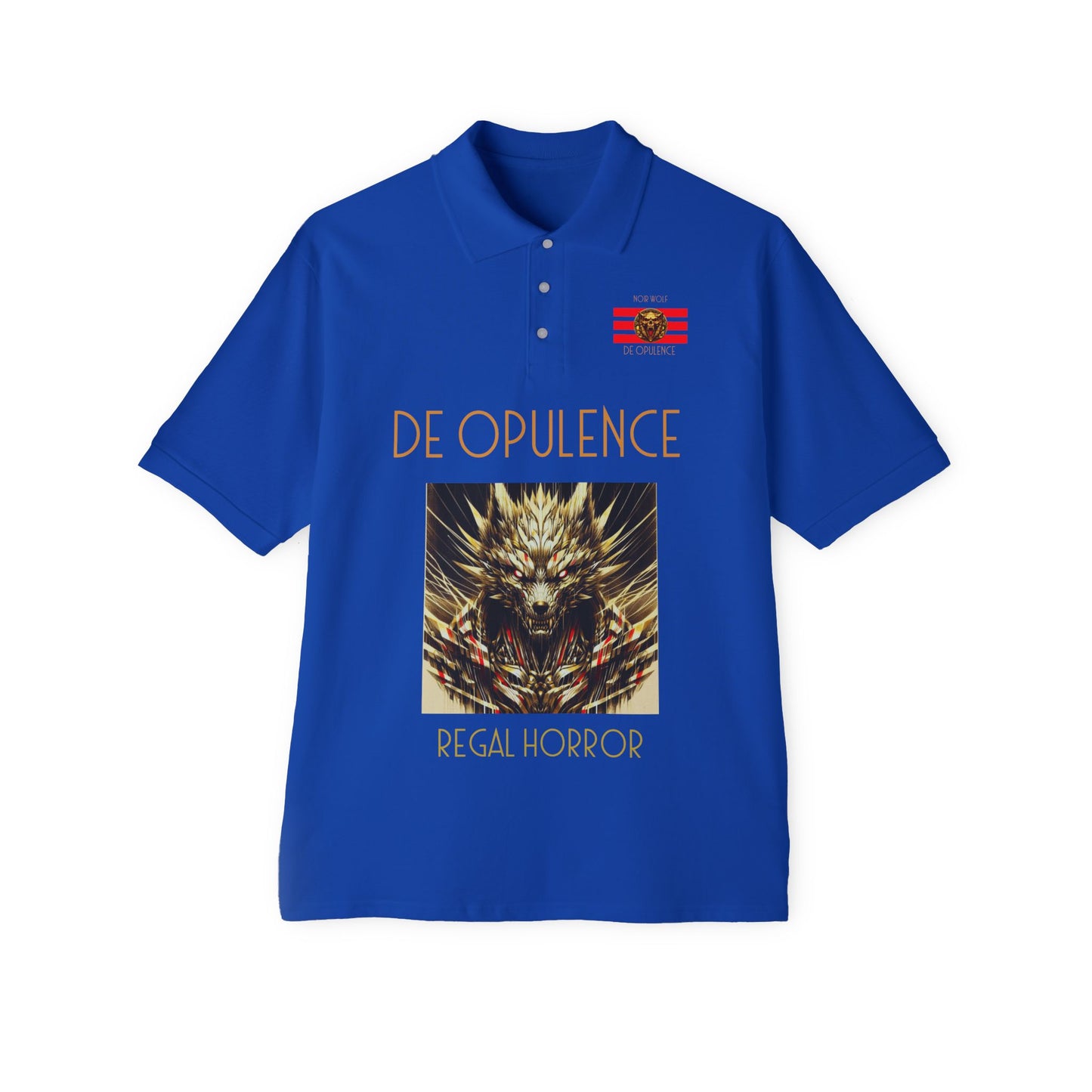 Men's Piqué Polo De Opulence by Noir Wolf the style of grace Royal