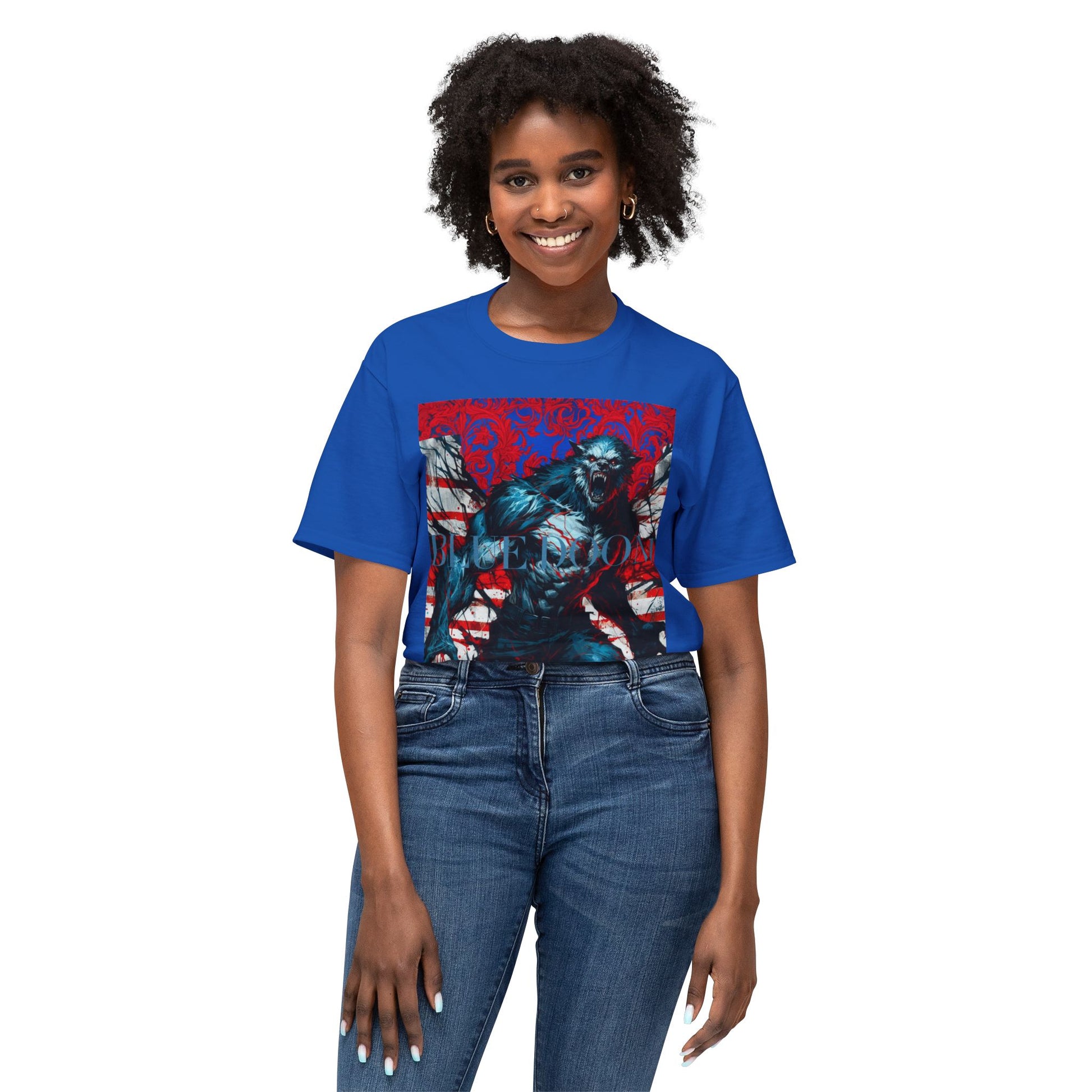 Unisex HD Cotton™ T-shirt Blue Doom By Noir Wolf