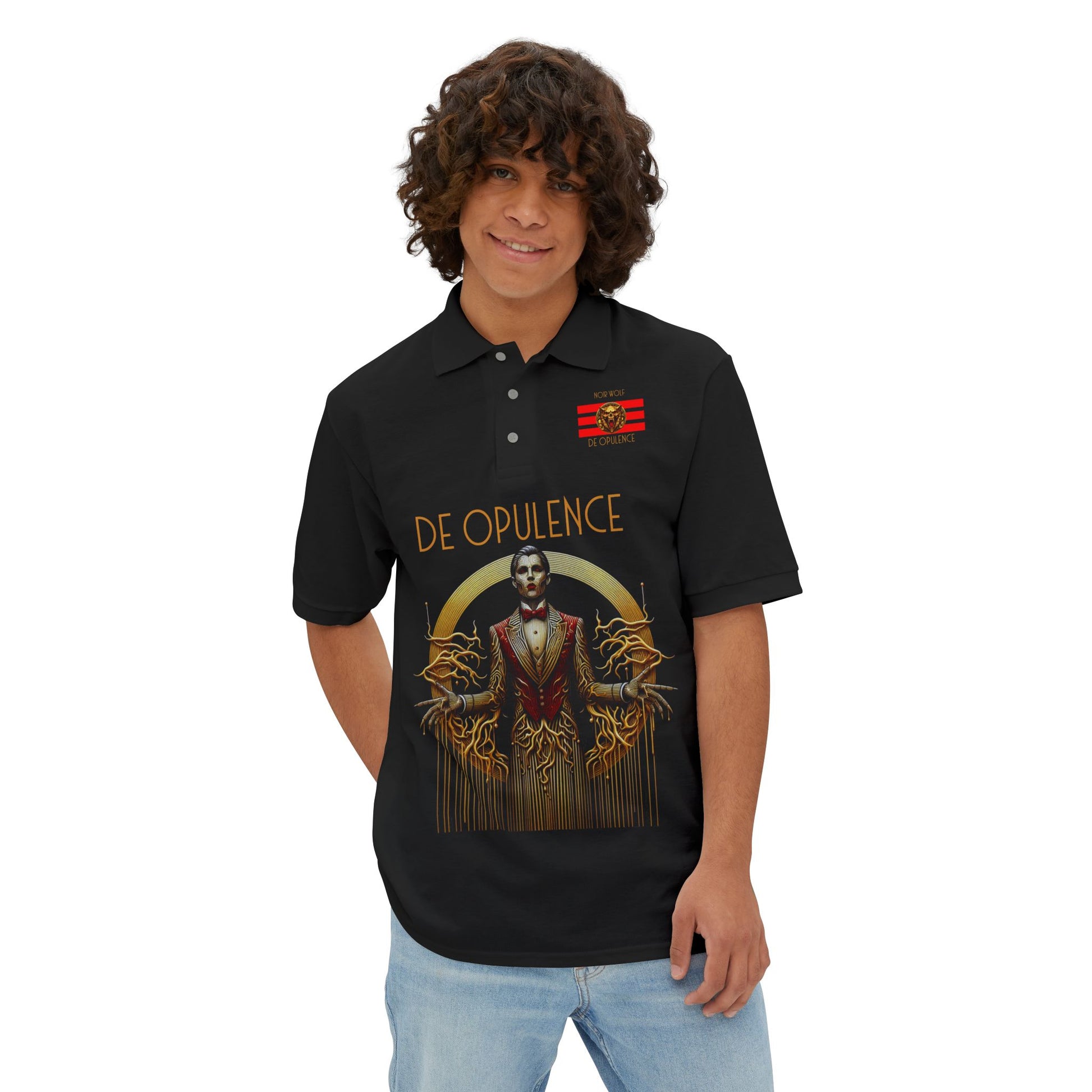 Men's Piqué Polo De Opulence by Noir Wolf the style of grace