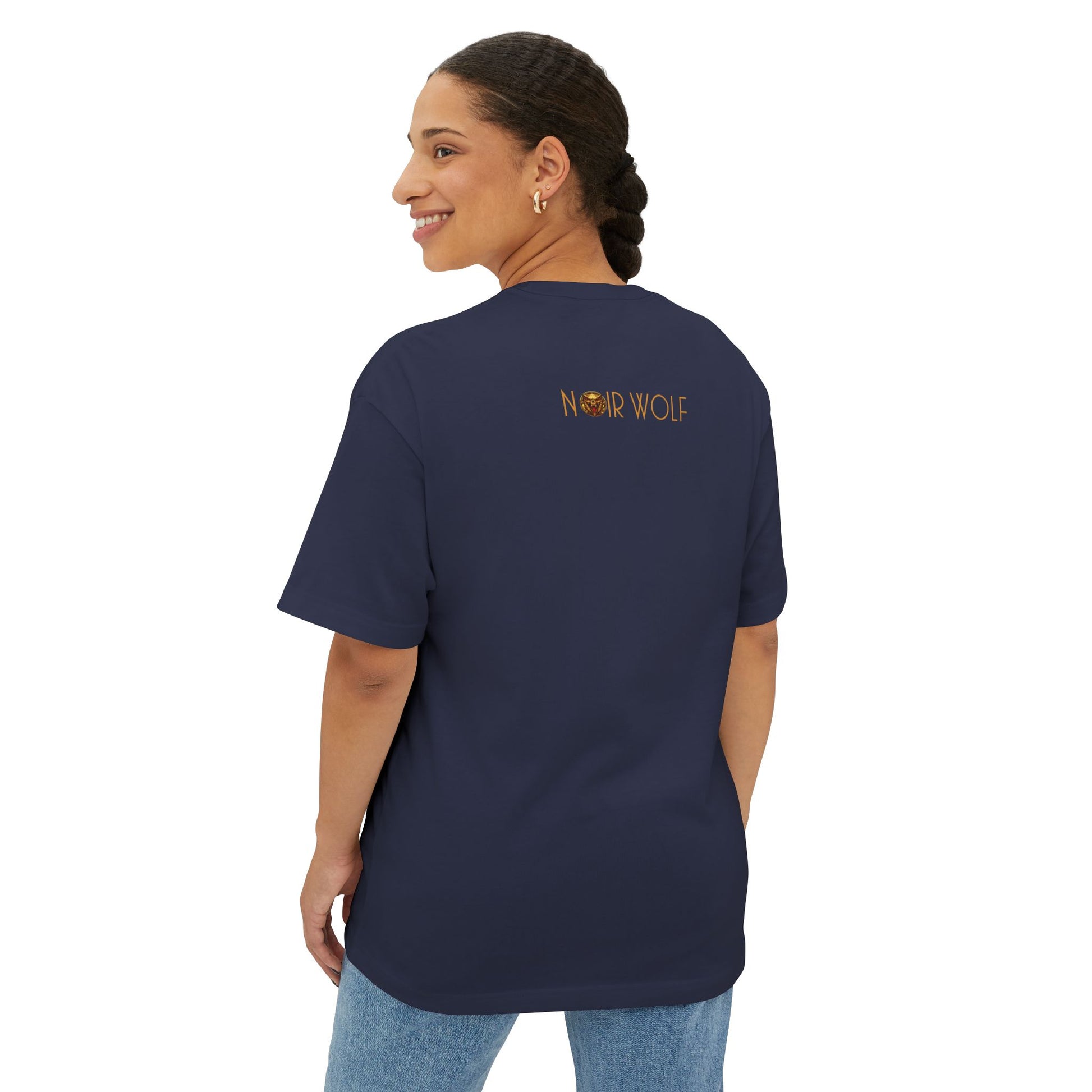 Unisex Oversized Boxy Tee De Opulence by Noir Wolf the style of grace