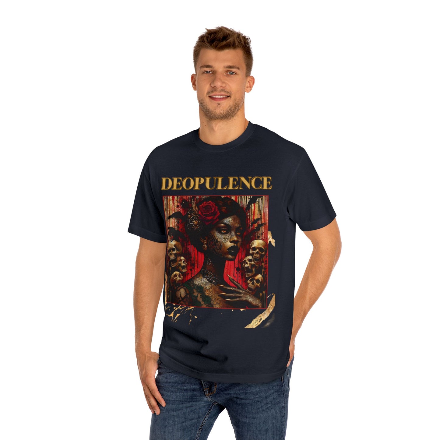 Deopulence Noir Wolf Graphic Tee — Dark Art Portrait T-Shirt