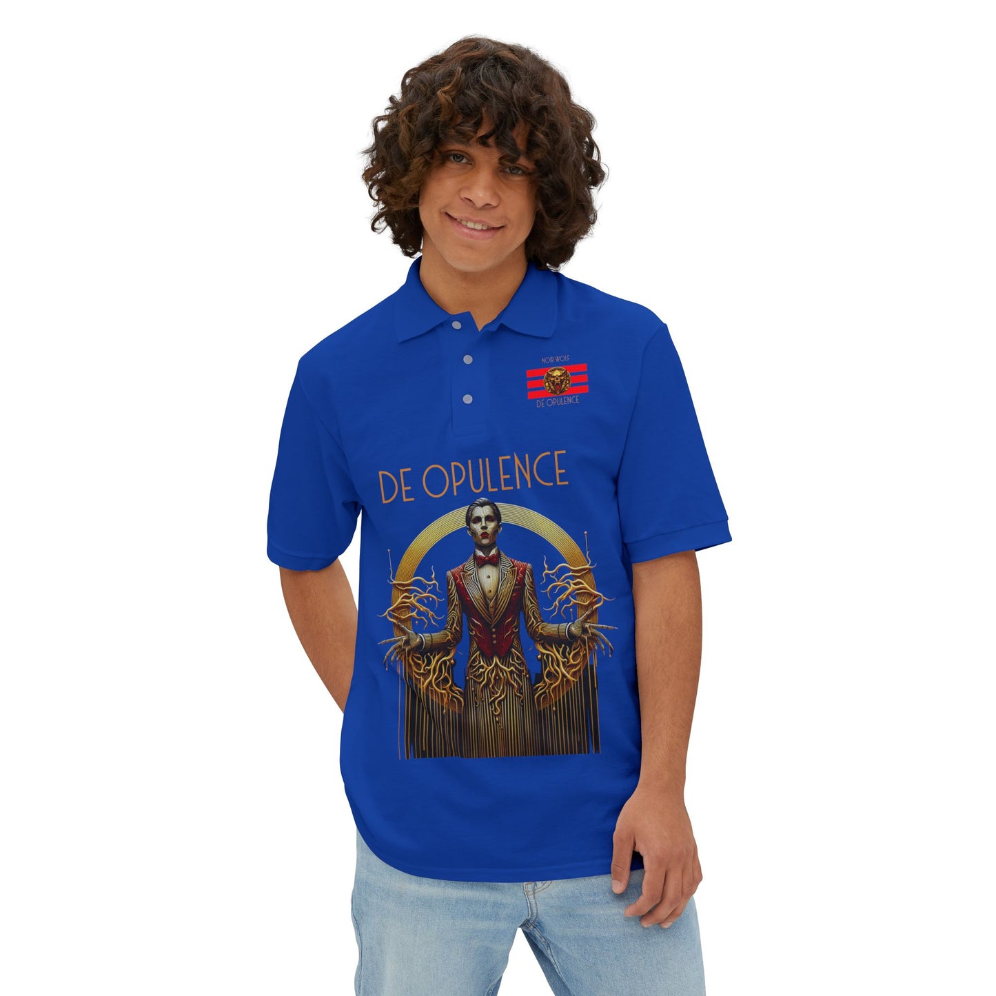 Men's Piqué Polo De Opulence by Noir Wolf the style of grace