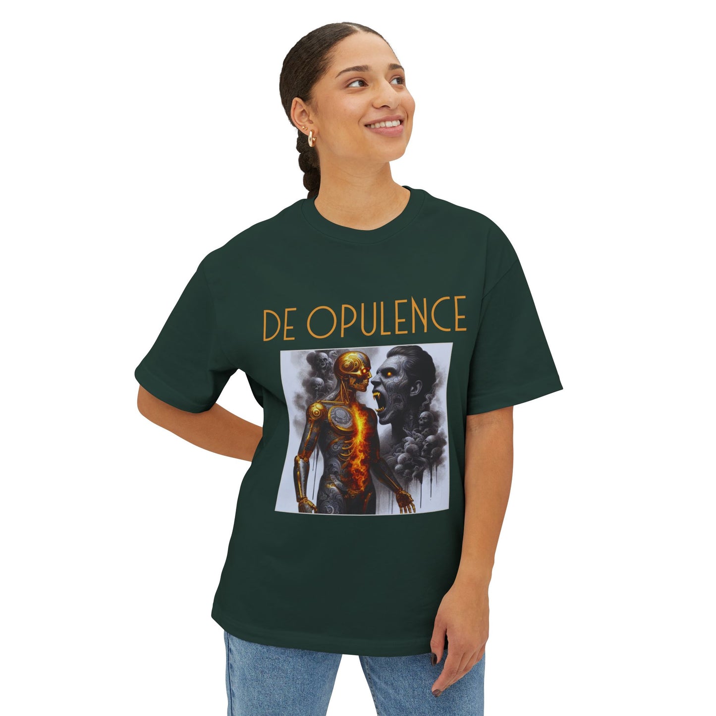 Unisex Oversized Boxy Tee De Opulence by Noir Wolf the style of grace