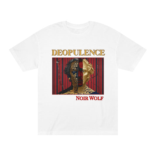 Noir Wolf "Deopulence" Graphic Tee — Gold Mask Art Streetwear