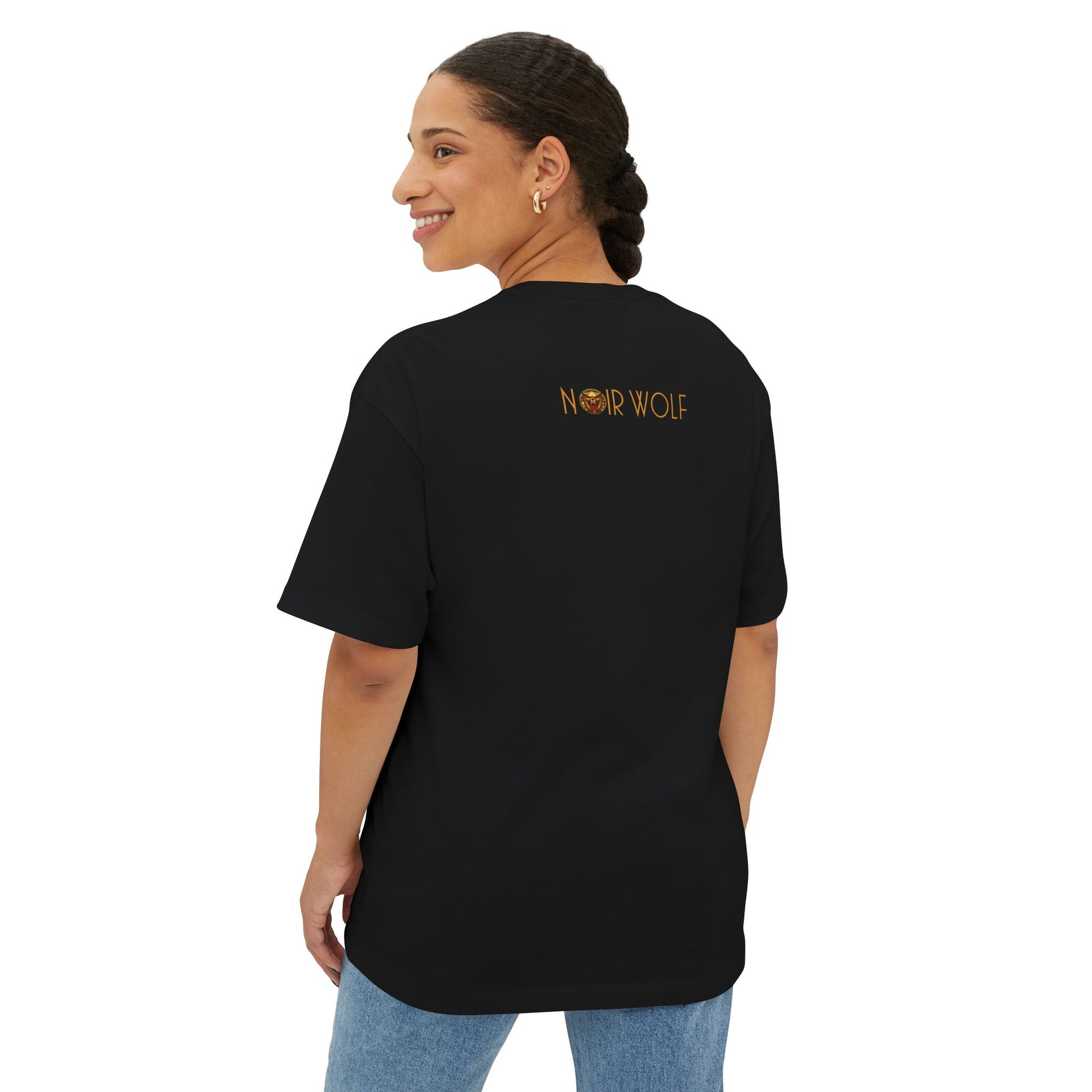 Unisex Oversized Boxy Tee De Opulence by Noir Wolf the style of grace