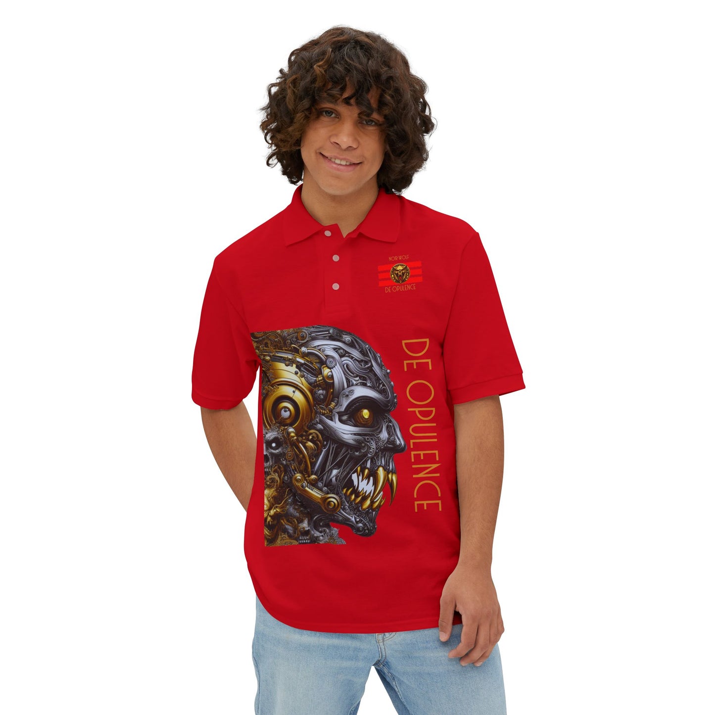 Men's Piqué Polo De Opulence by Noir Wolf the style of grace
