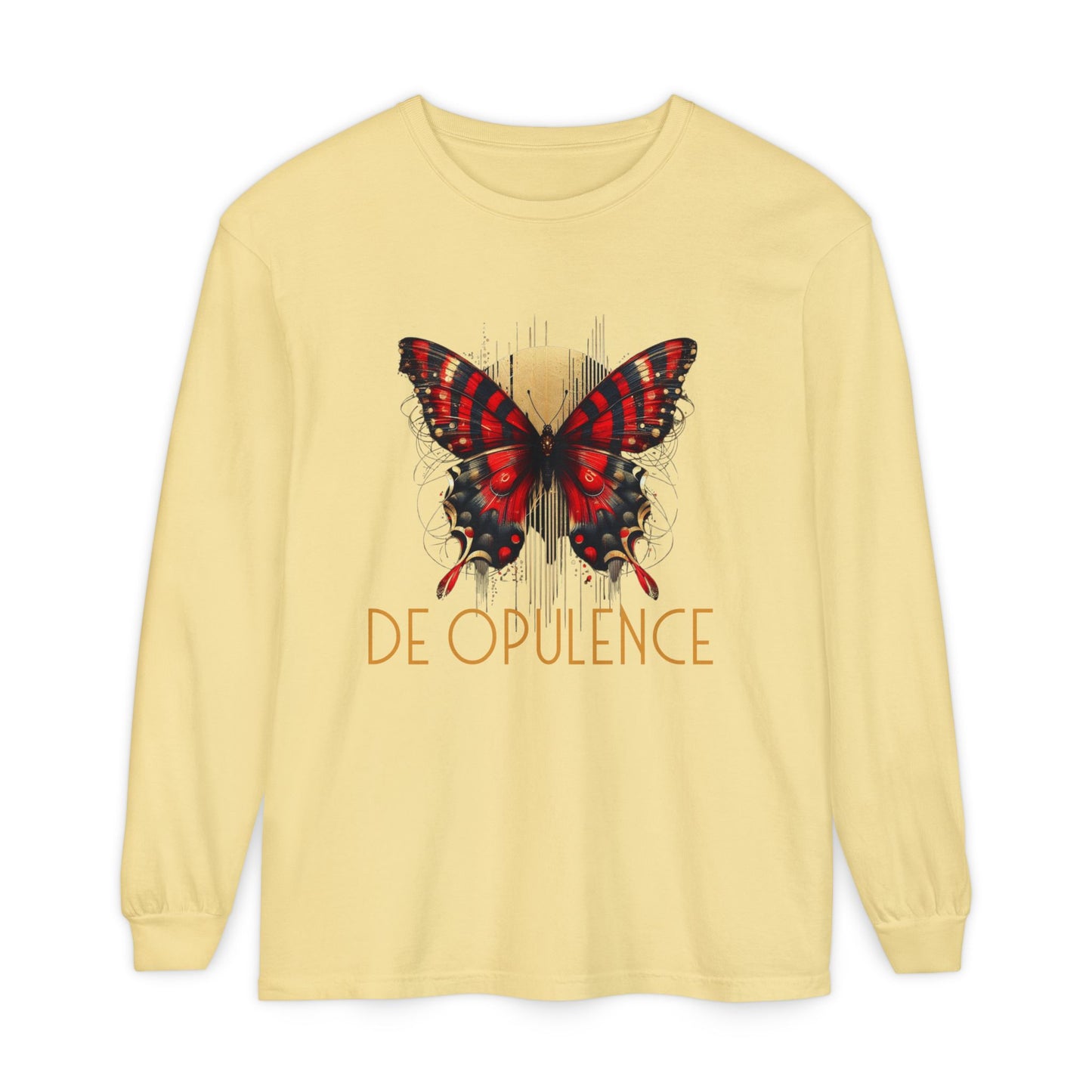Butterfly & Noir Wolf Unisex Long Sleeve T-Shirt - Stylish Graphic Tee for Artsy Souls