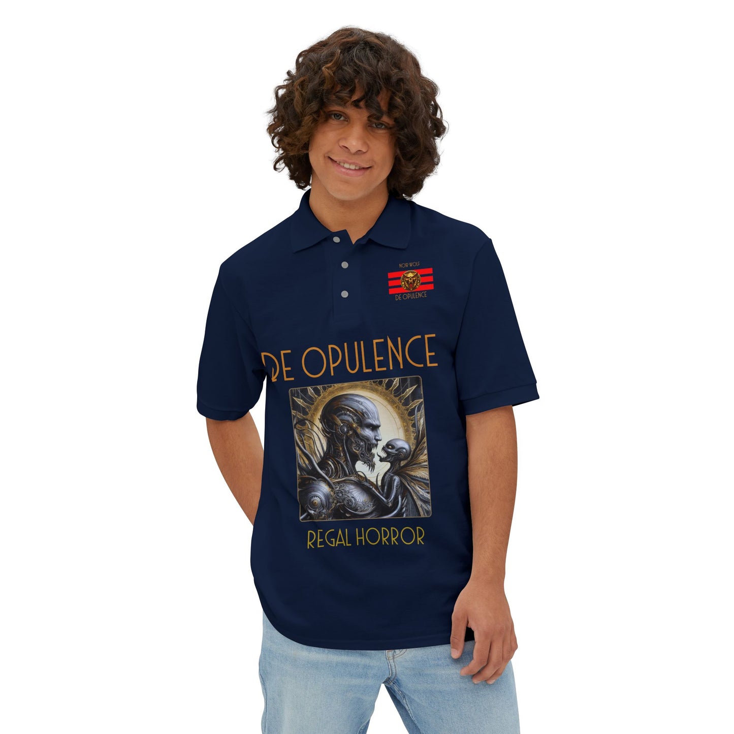 Men's Piqué Polo De Opulence by Noir Wolf the style of grace
