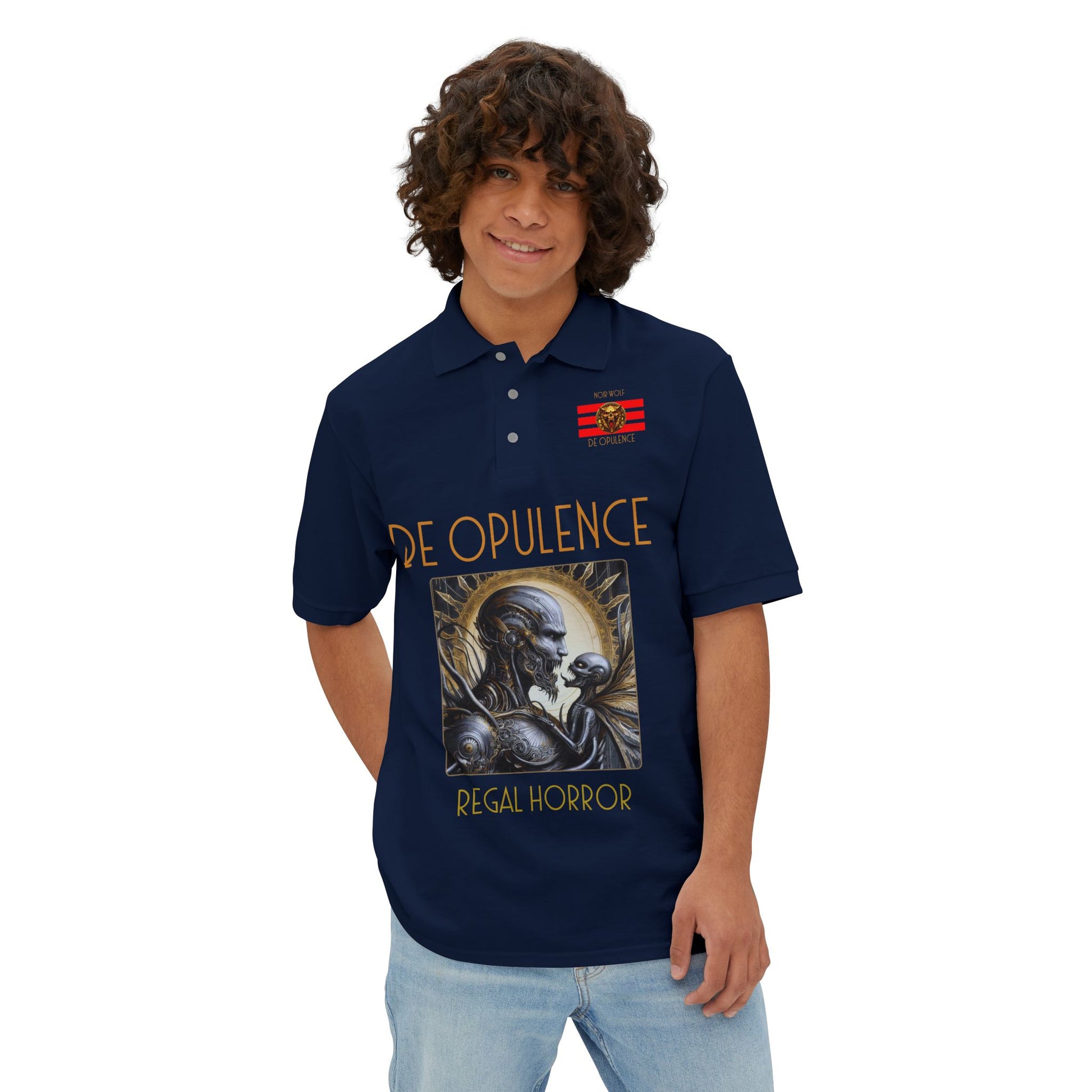 Men's Piqué Polo De Opulence by Noir Wolf the style of grace