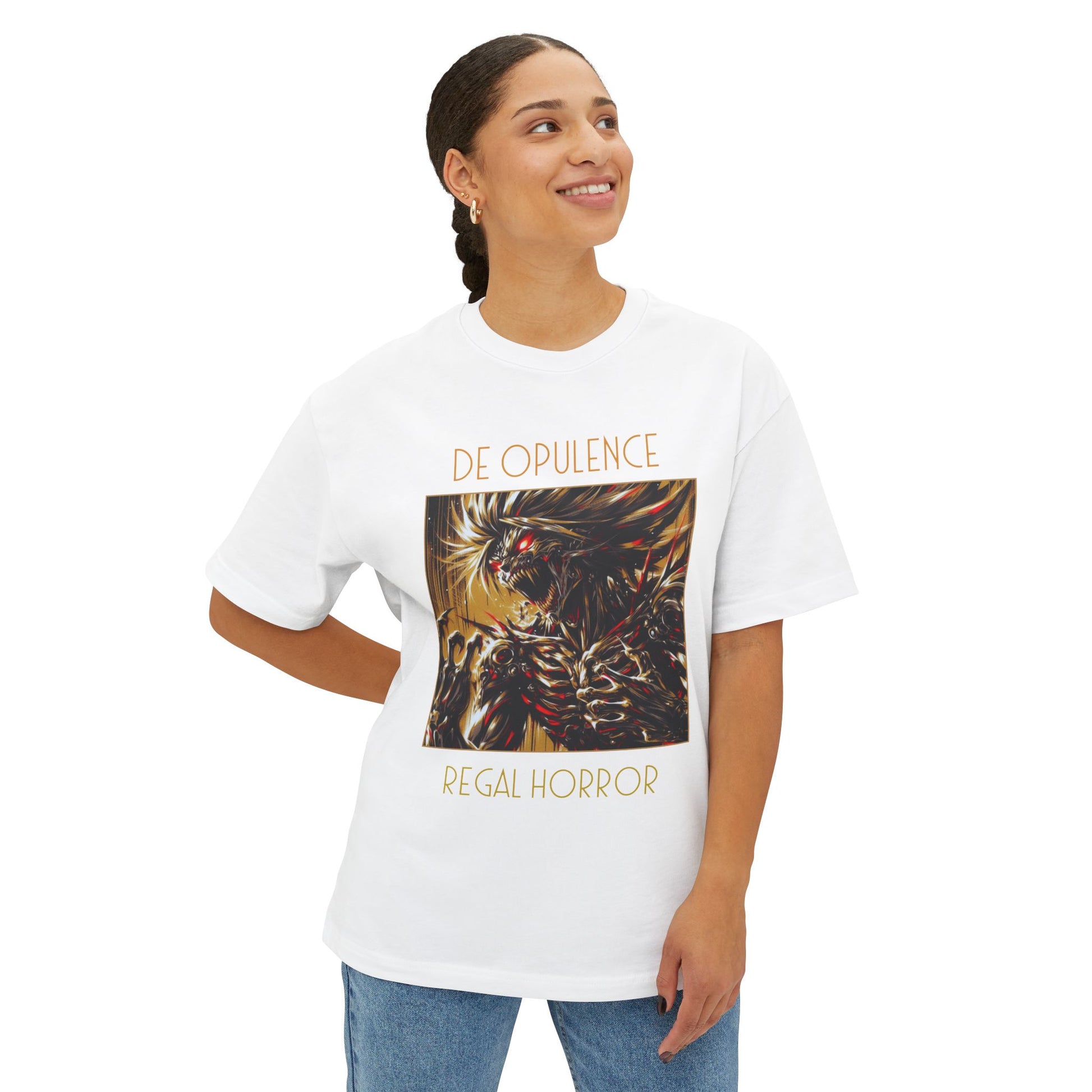 Unisex Oversized Boxy Tee De Opulence by Noir Wolf the style of grace