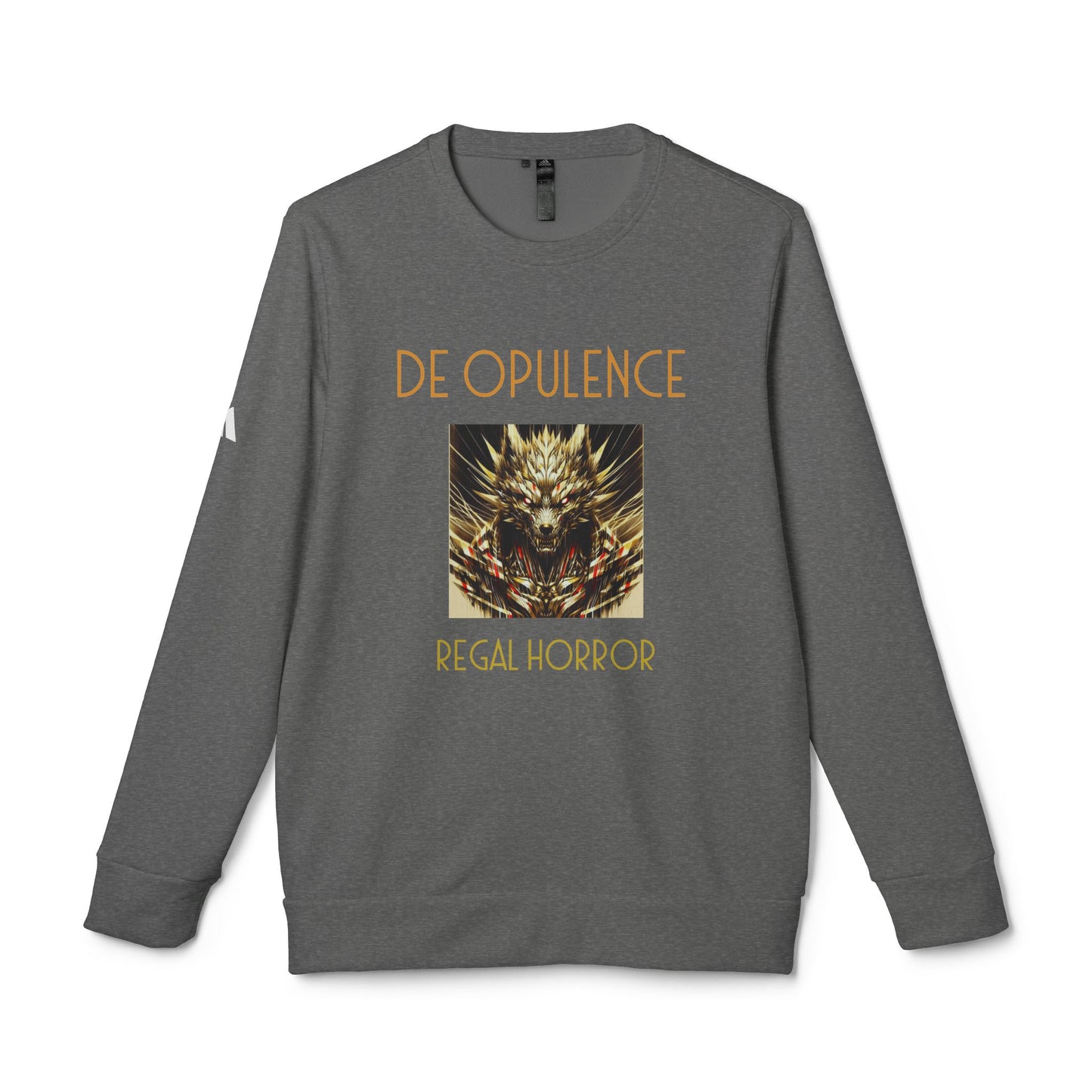 adidas Unisex Fleece Crewneck Sweatshirt De Opulence by Noir Wolf the style of grace Dark Grey Heather