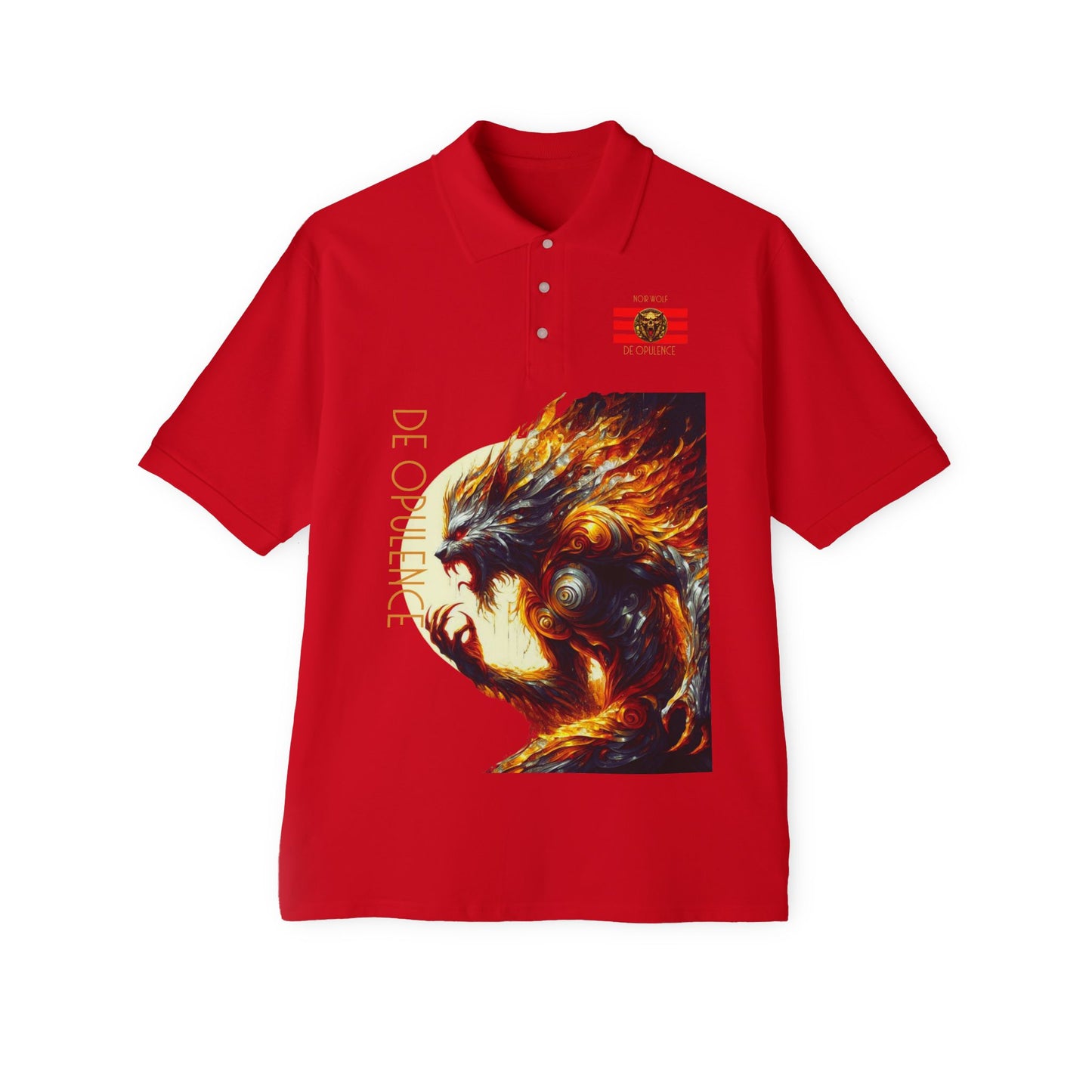 Men's Piqué Polo De Opulence by Noir Wolf the style of grace True Red