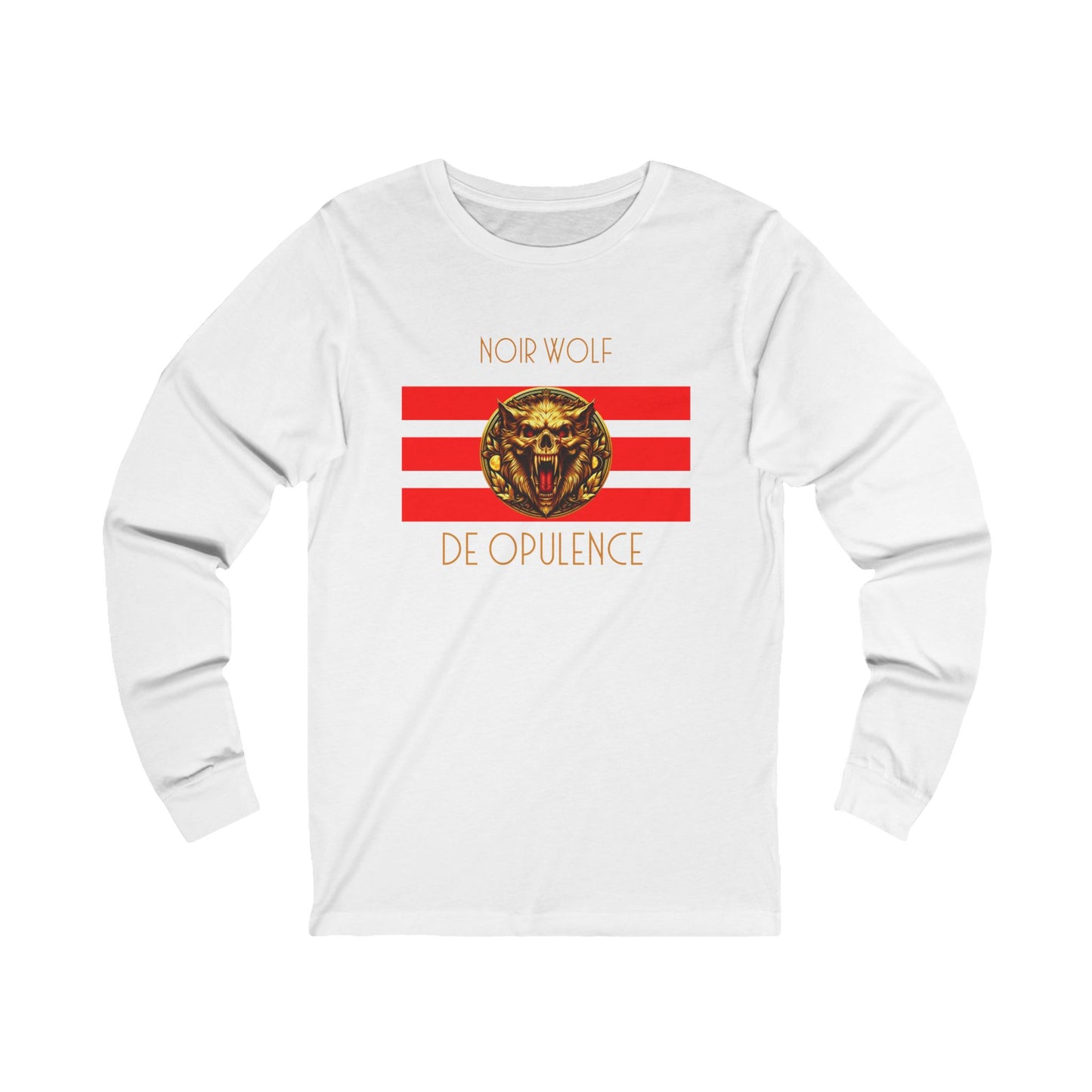 Unisex Jersey Long Sleeve Tee De Opulence by Noir Wolf White
