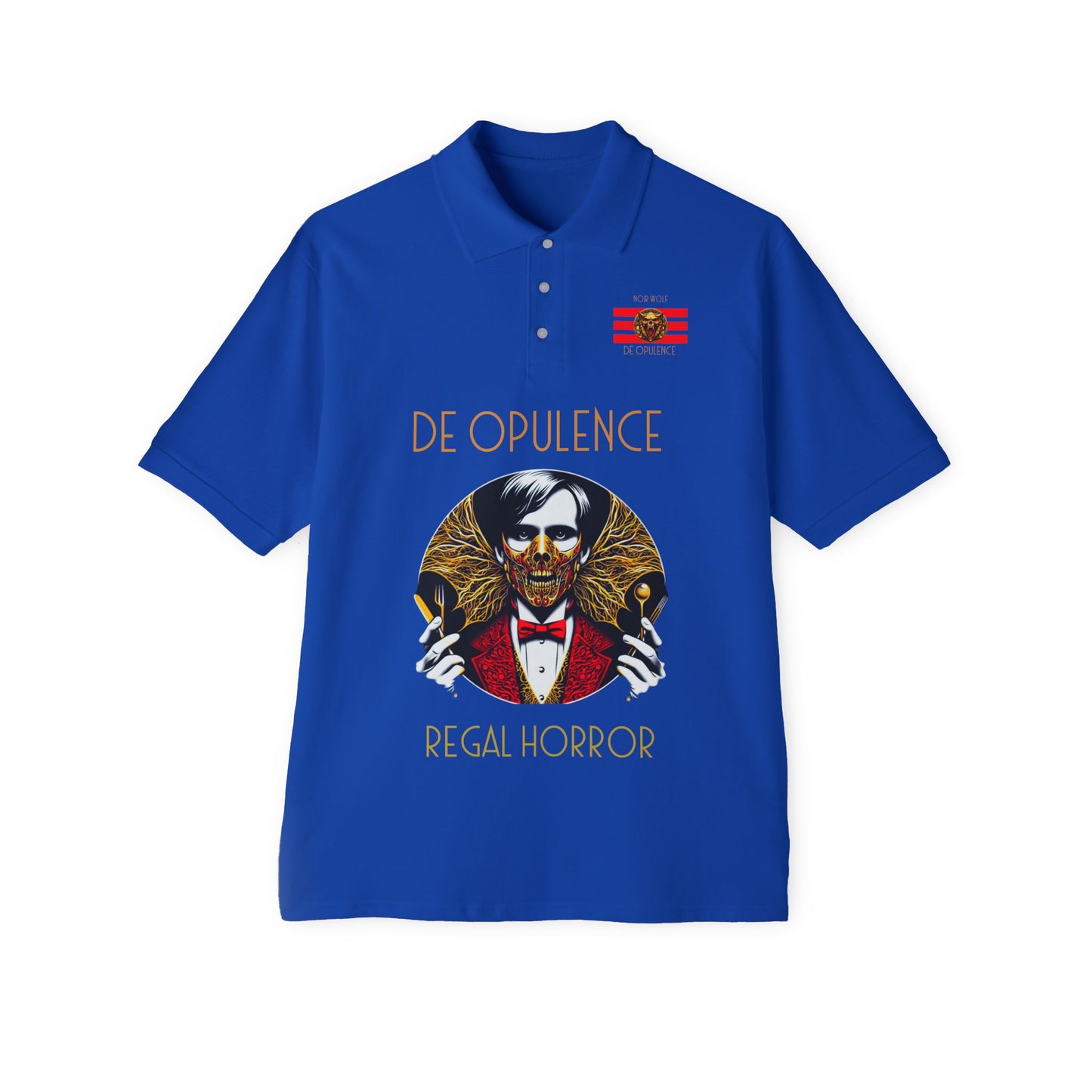 Men's Piqué Polo De Opulence by Noir Wolf the style of grace Royal