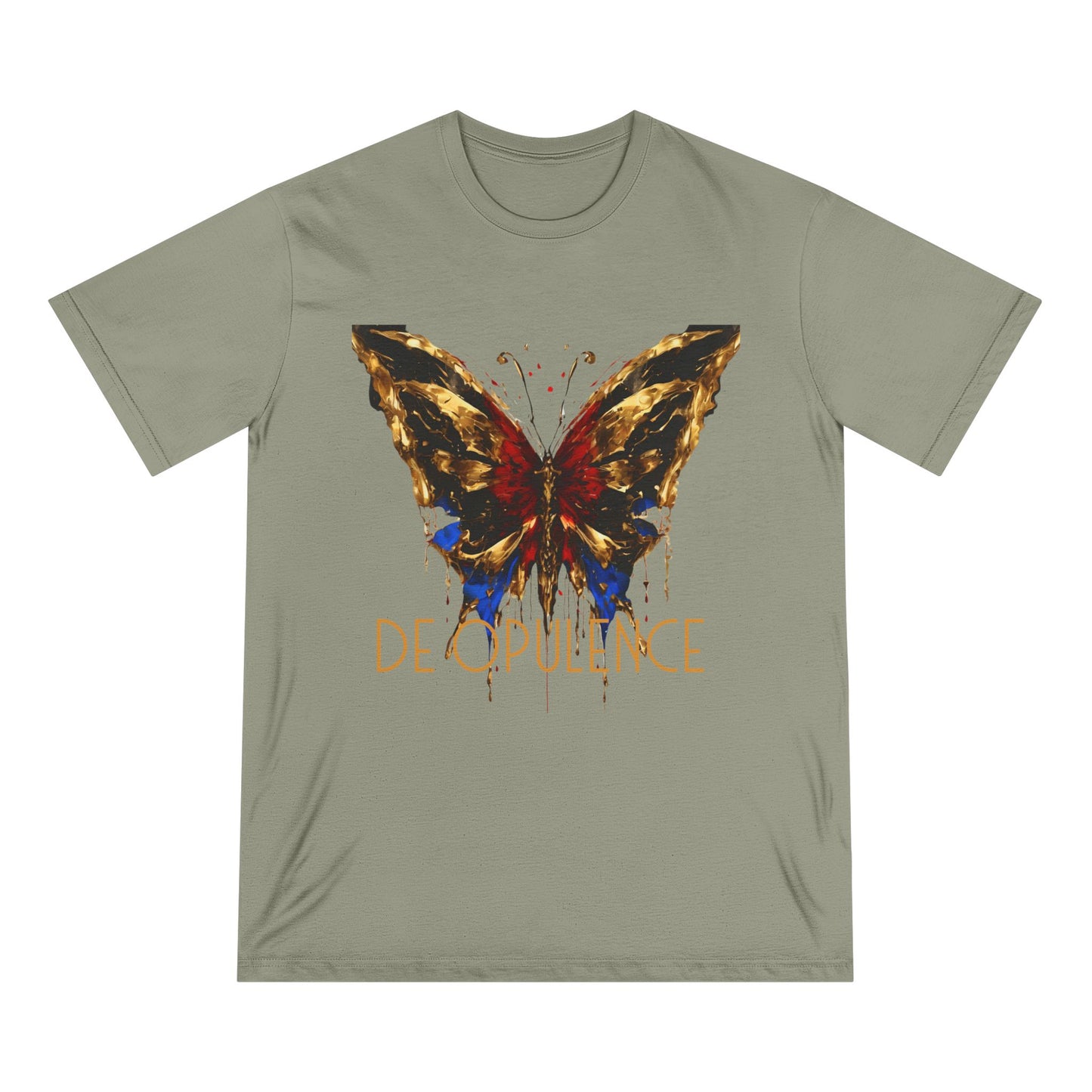 Artistic Butterfly and Wolf Organic T-Shirt - Nature-Inspired Apparel