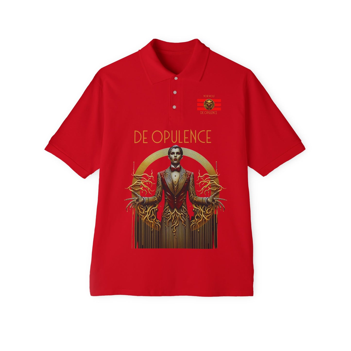 Men's Piqué Polo De Opulence by Noir Wolf the style of grace True Red