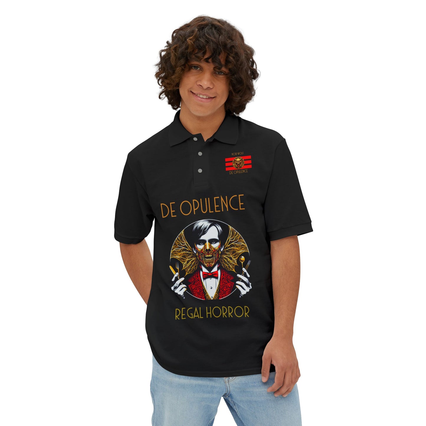 Men's Piqué Polo De Opulence by Noir Wolf the style of grace