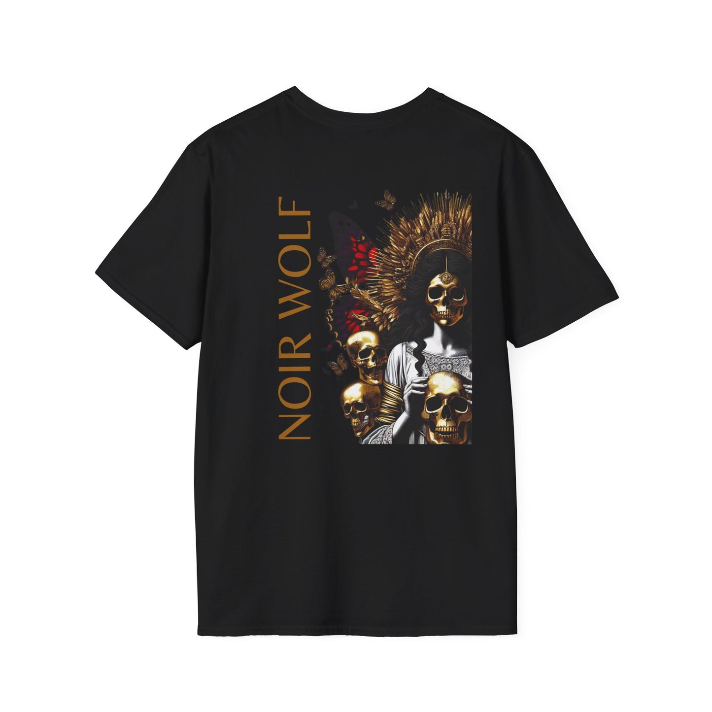 Unisex Softstyle T-Shirt - 'De Opulence & Noir Wolf' Artistic Skull Design