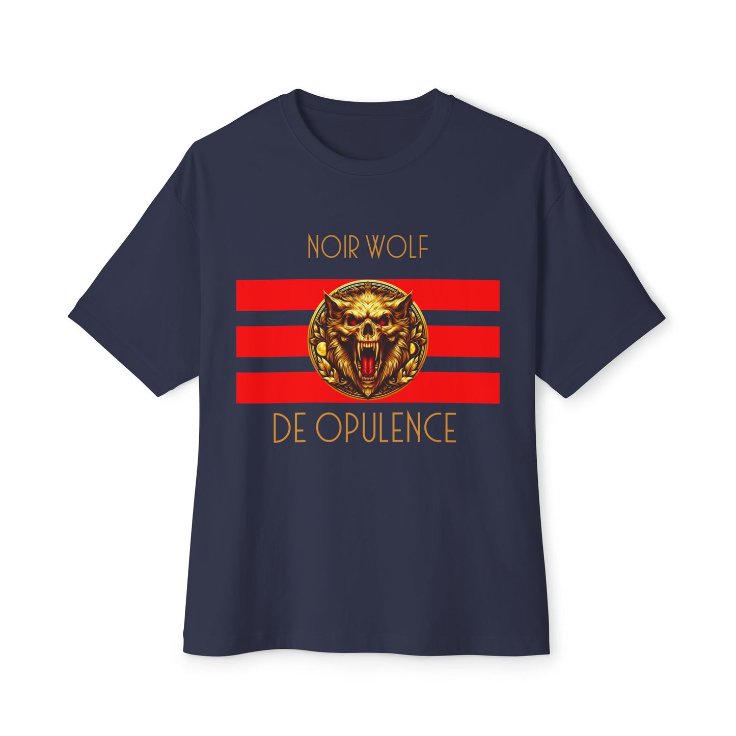 Unisex Oversized Boxy Tee De Opulence by Noir Wolf Navy