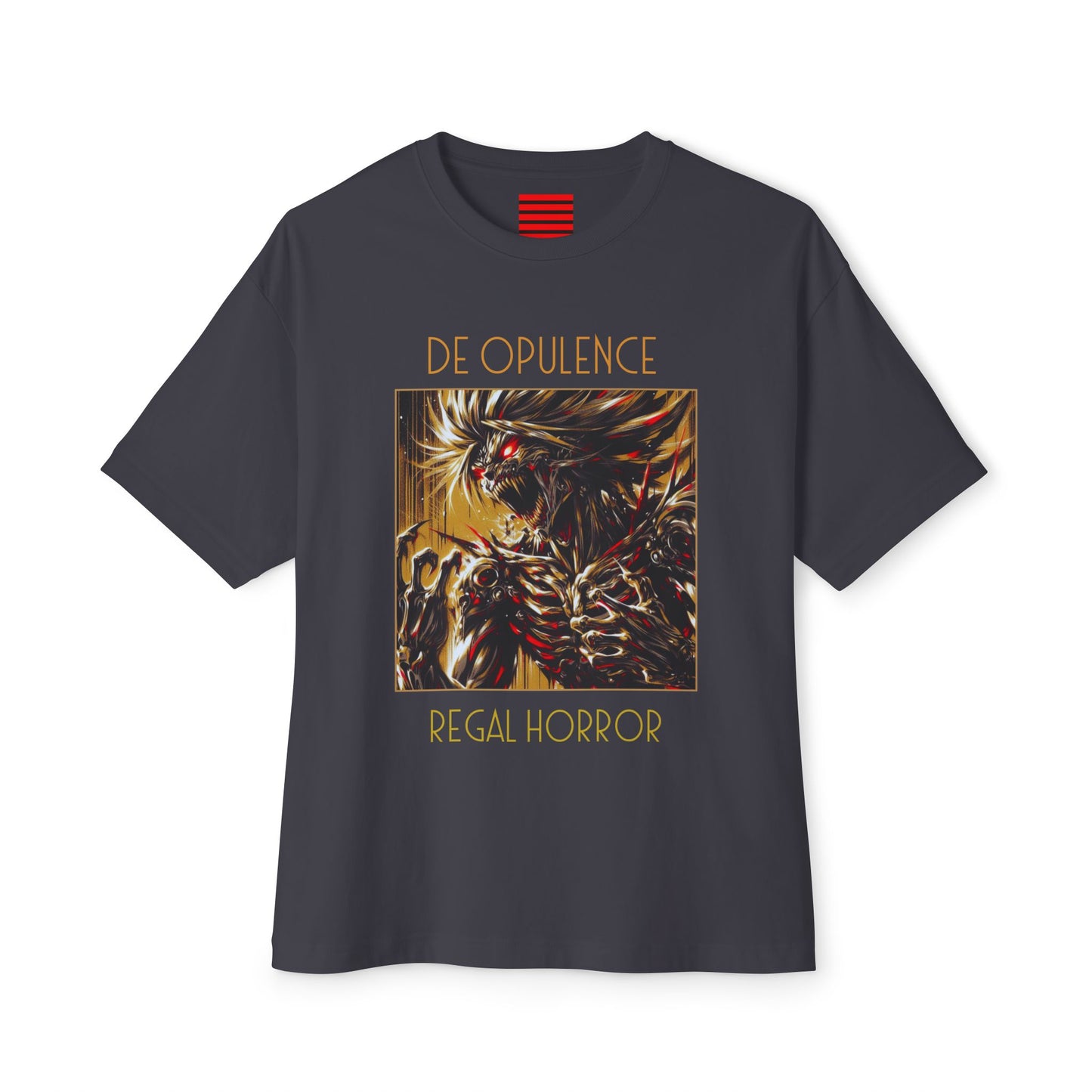 Unisex Oversized Boxy Tee De Opulence by Noir Wolf the style of grace Dark Grey