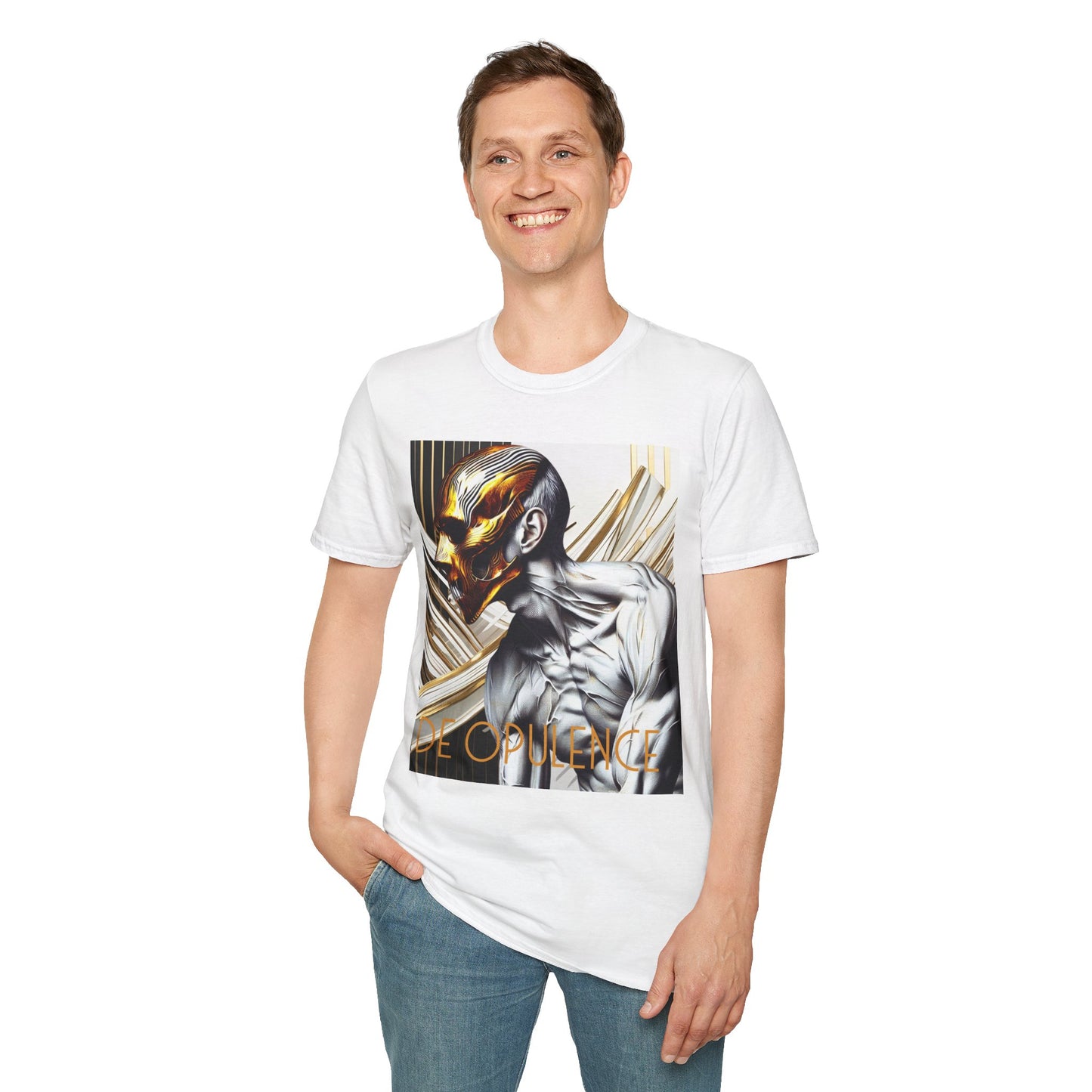 Unisex Softstyle T-Shirt - 'De Opulence & Noir Wolf' Artistic Skull Design