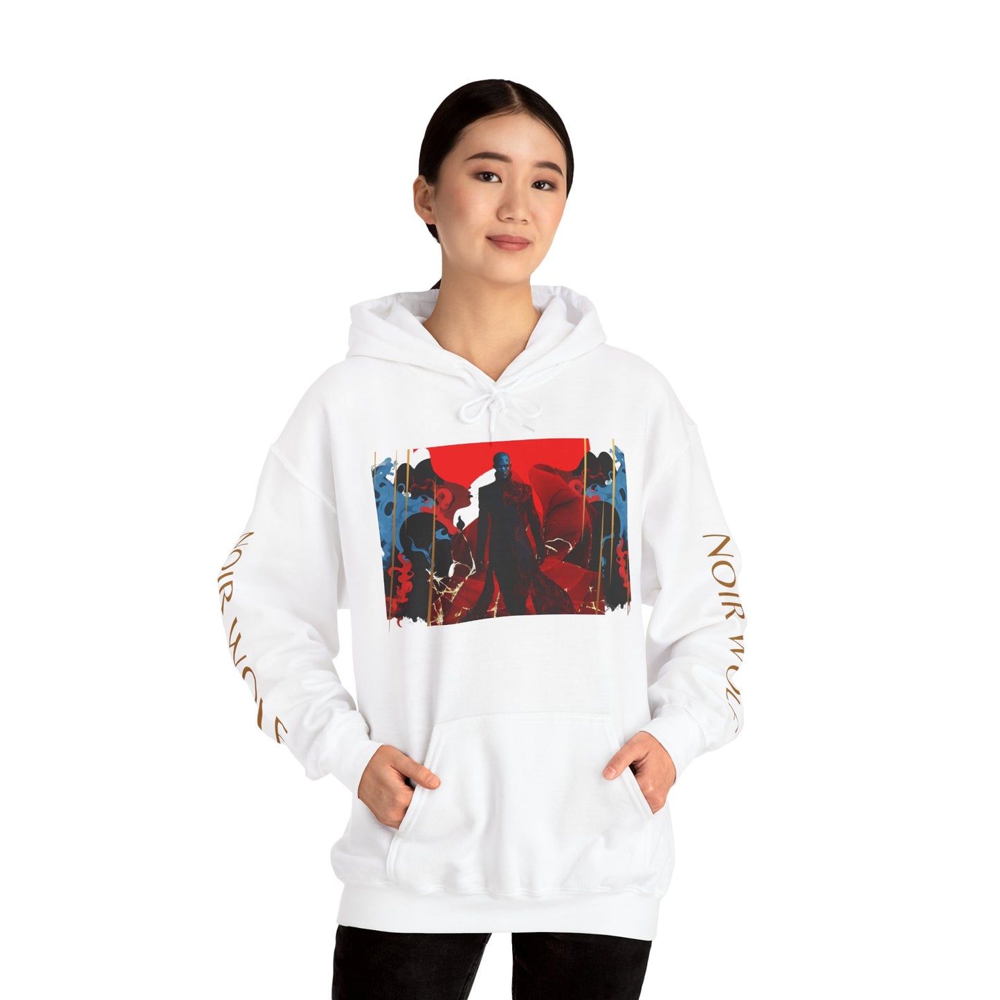Noir Wolf Unisex Heavy Blend™ Hooded Sweatshirt - Stylish Graphic Hoodie for Art Lovers