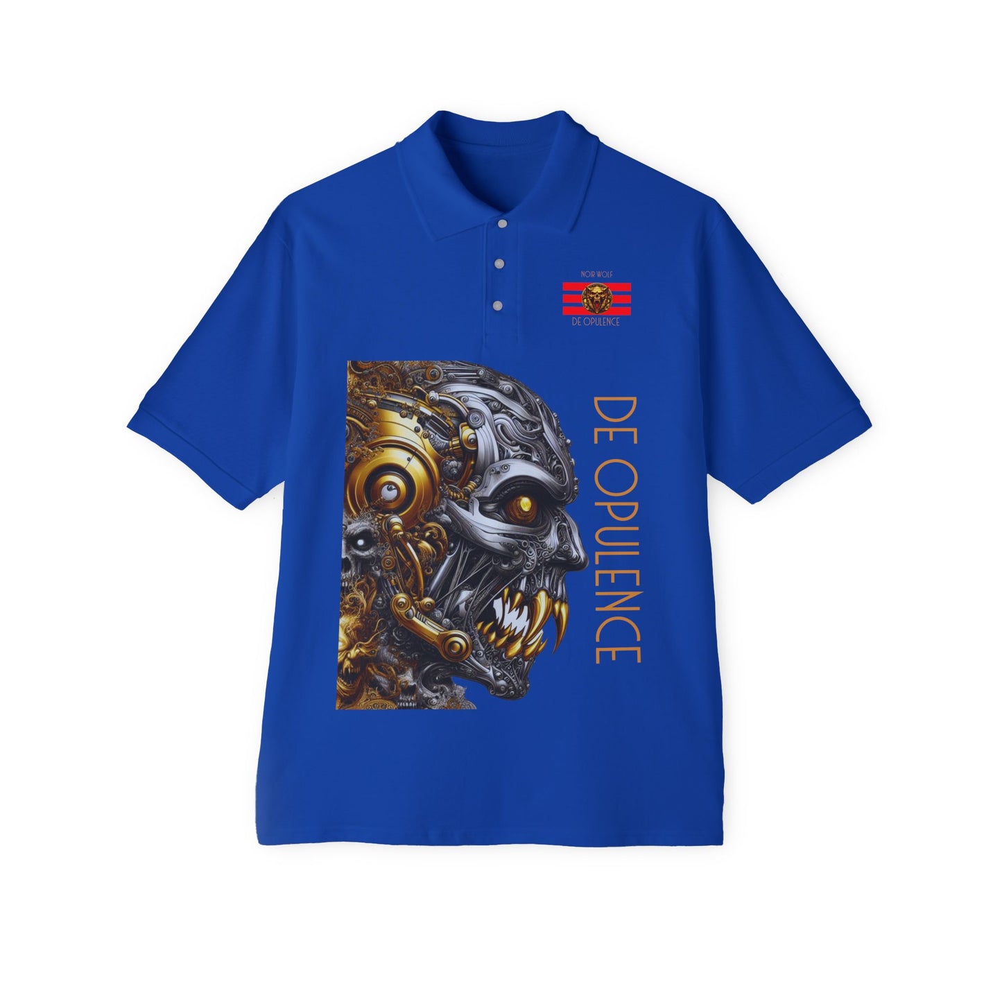 Men's Piqué Polo De Opulence by Noir Wolf the style of grace Royal
