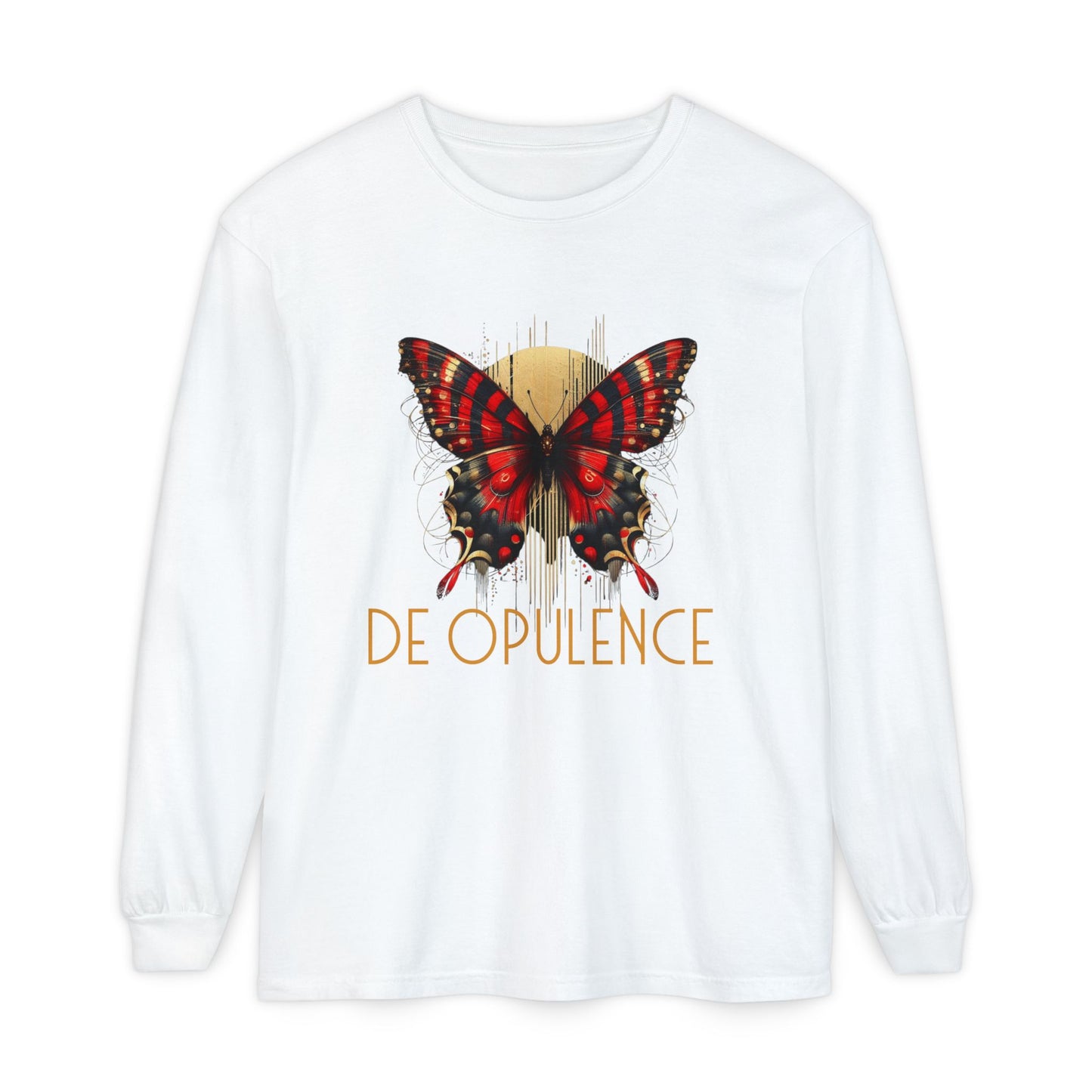 Butterfly & Noir Wolf Unisex Long Sleeve T-Shirt - Stylish Graphic Tee for Artsy Souls