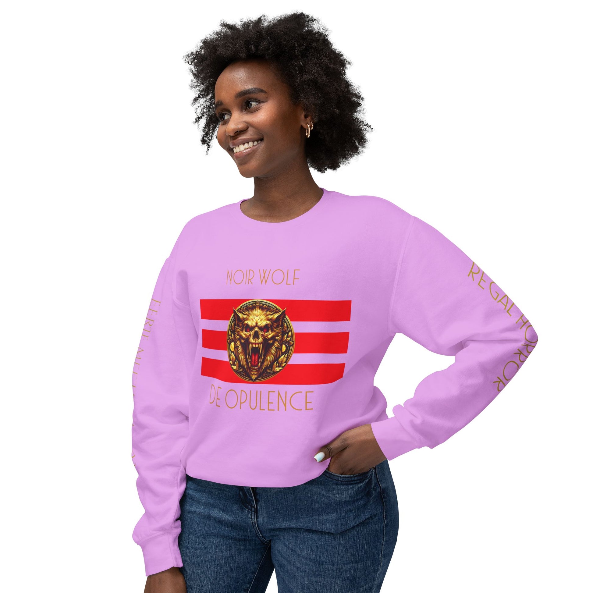 Unisex Lightweight Crewneck Sweatshirt De Opulence by Noir Wolf