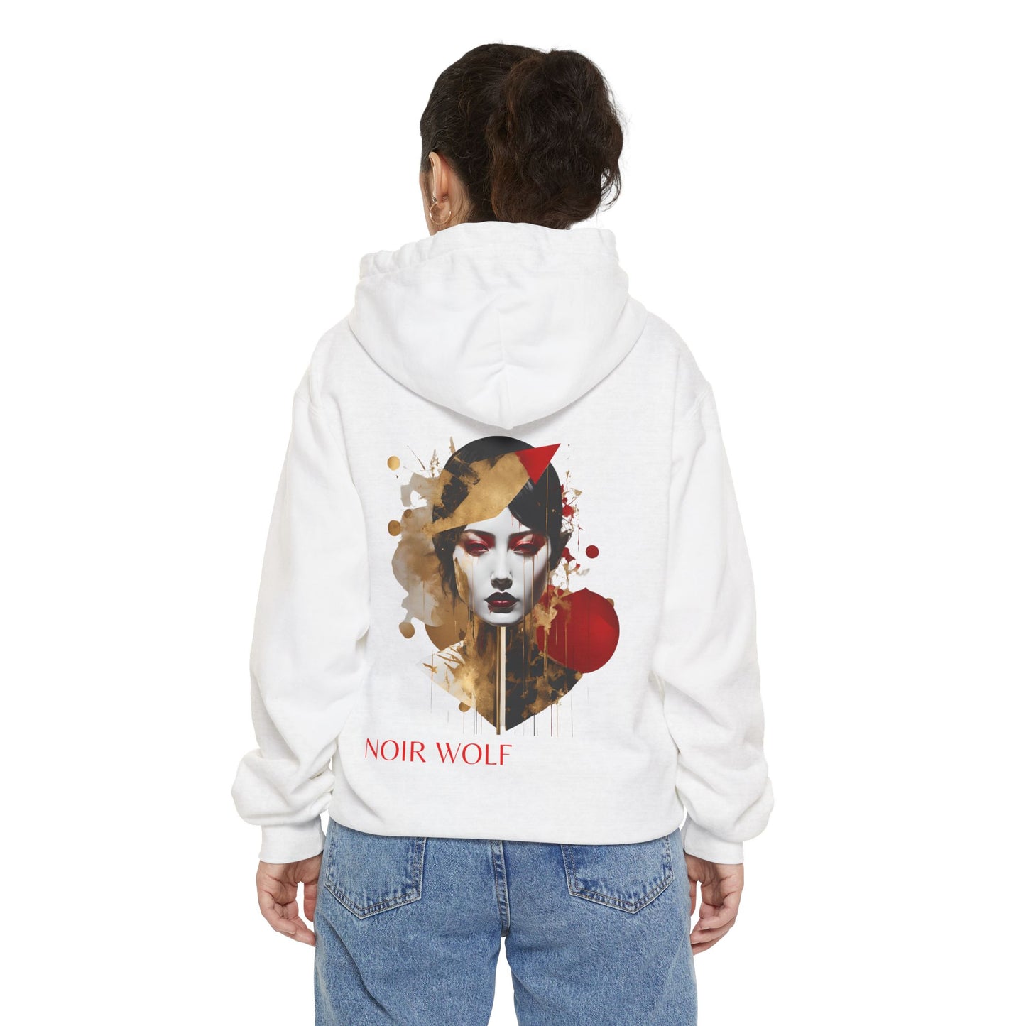 Noir Wolf Hoodie — Artistic Dragon & Femme Graphic Pullover